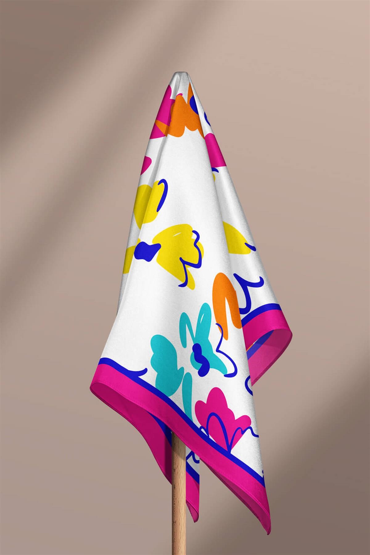 C5  Violla Renki Çiçek Desenli Bandana