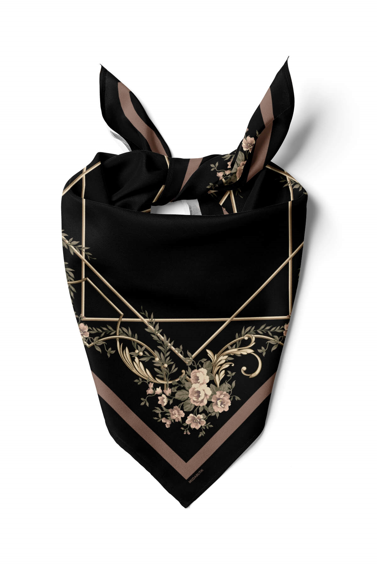 Kadın Yeşil Divan Desenli 50x50 Bandana HYL DG0963-22