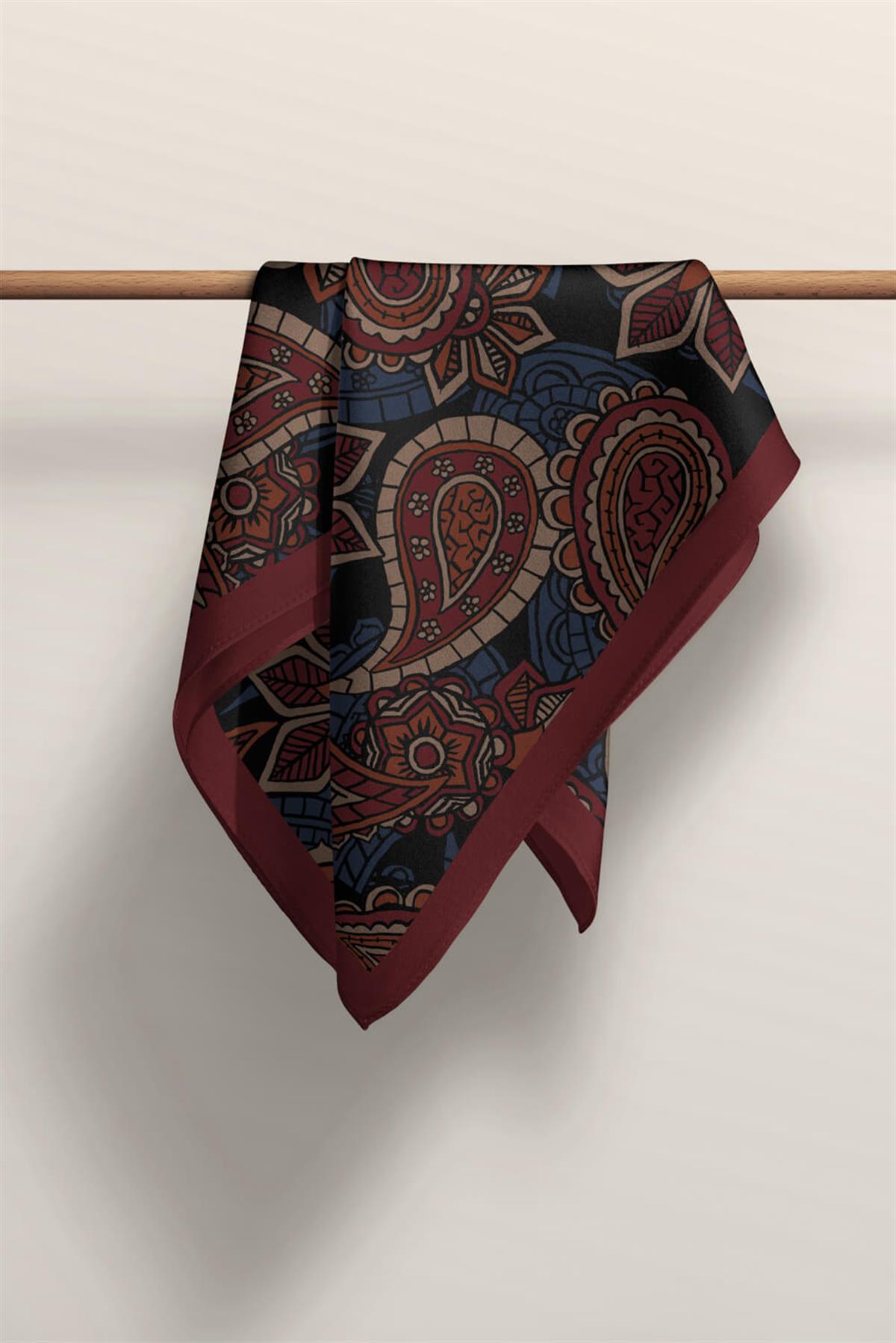 I37 Modabutik Şal Desen Bordo Fular