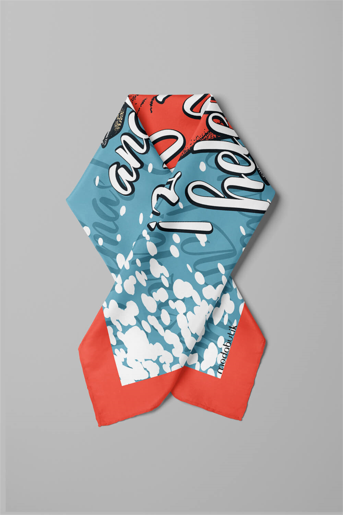 Kadın Buz Mavi Cock Desenli 50x50 Bandana HYL DG0838-22