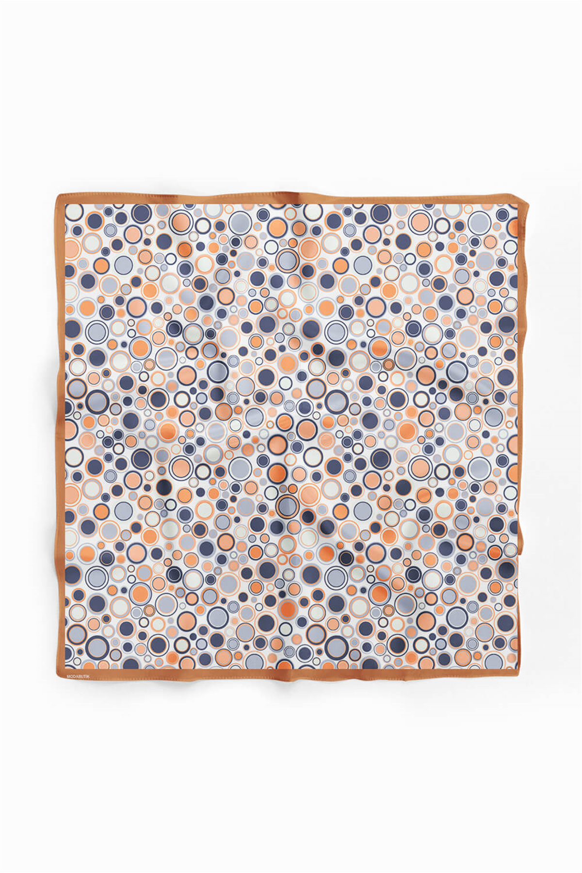 D111 Kadın Halka Desenli Bandana 50x50 Mavi Turuncu Gri DG0486-22