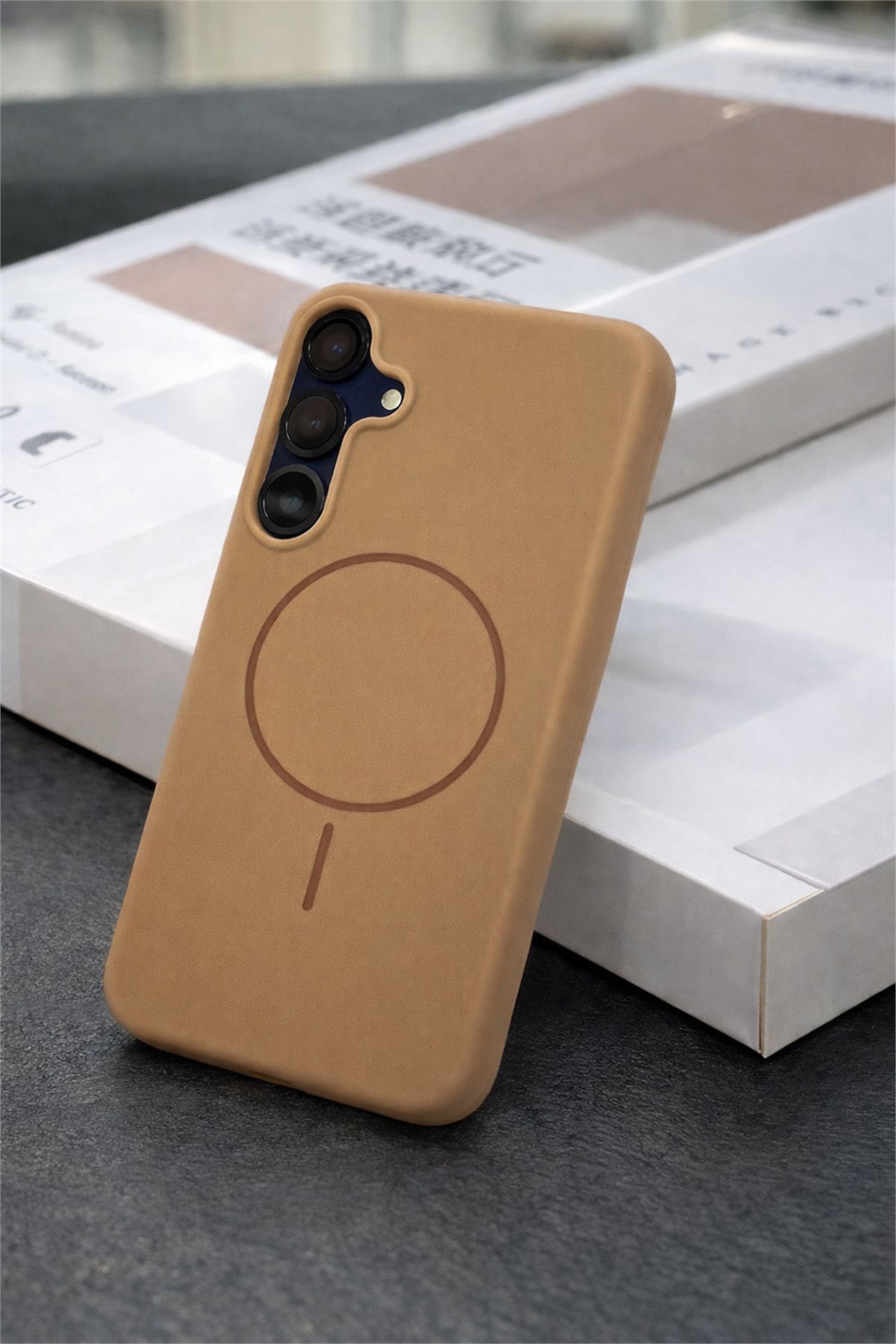 Samsung Galaxy S23 Kılıf – İçi Kadife – MagSafe Uyumlu – Camel Renk – Telefon Kılıfı
