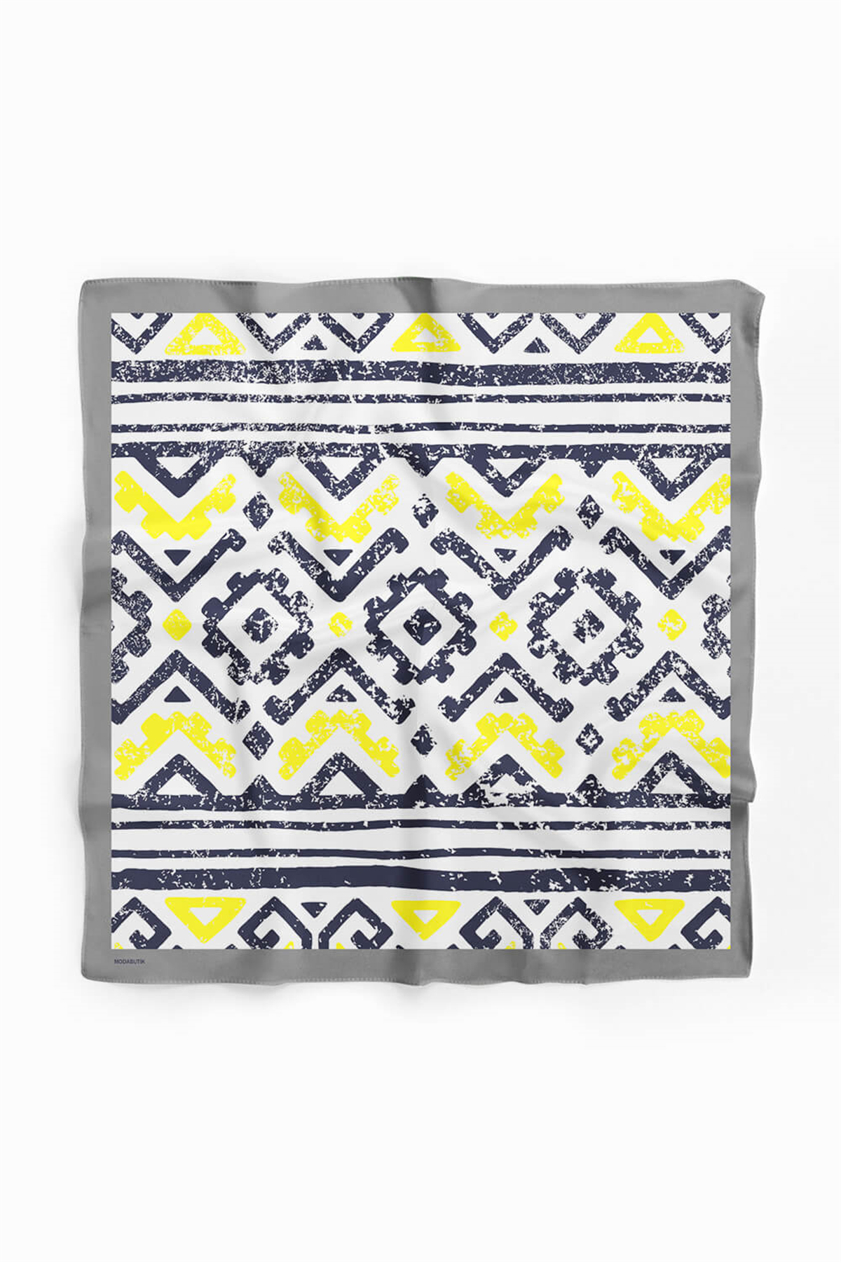 D77 Kadın Geometrik Desenli Bandana 50x50 Sarı DG0431-22