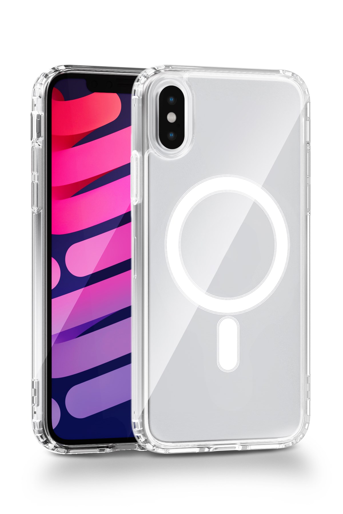 iPhone X / XS İphone Uyumlu Kamera Korumalı Magsafe Wireless Şarj Özellikli Lüks Şeffaf Silikon Telefon Kılıfı