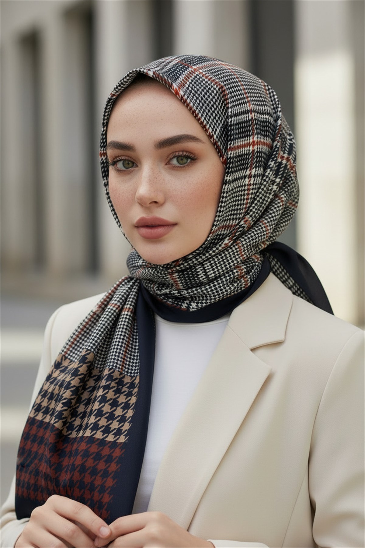 KREP EKOSELİ KAZAYAK DESENLİ BORDO RENKLİ 75X195 KIRIŞMAZ ŞAL