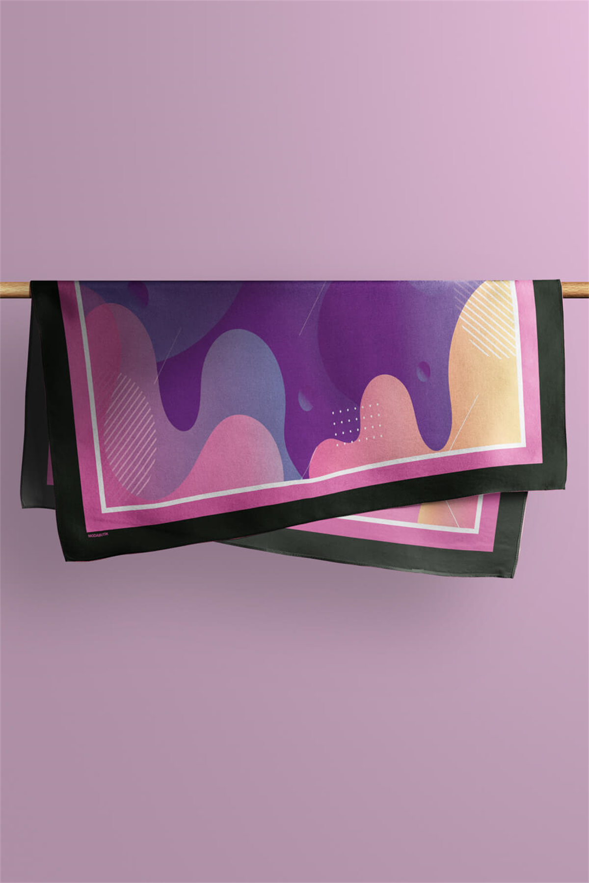 C77 Kadın Mavi Soyut Desenli 50x50 Bandana DG01681-22