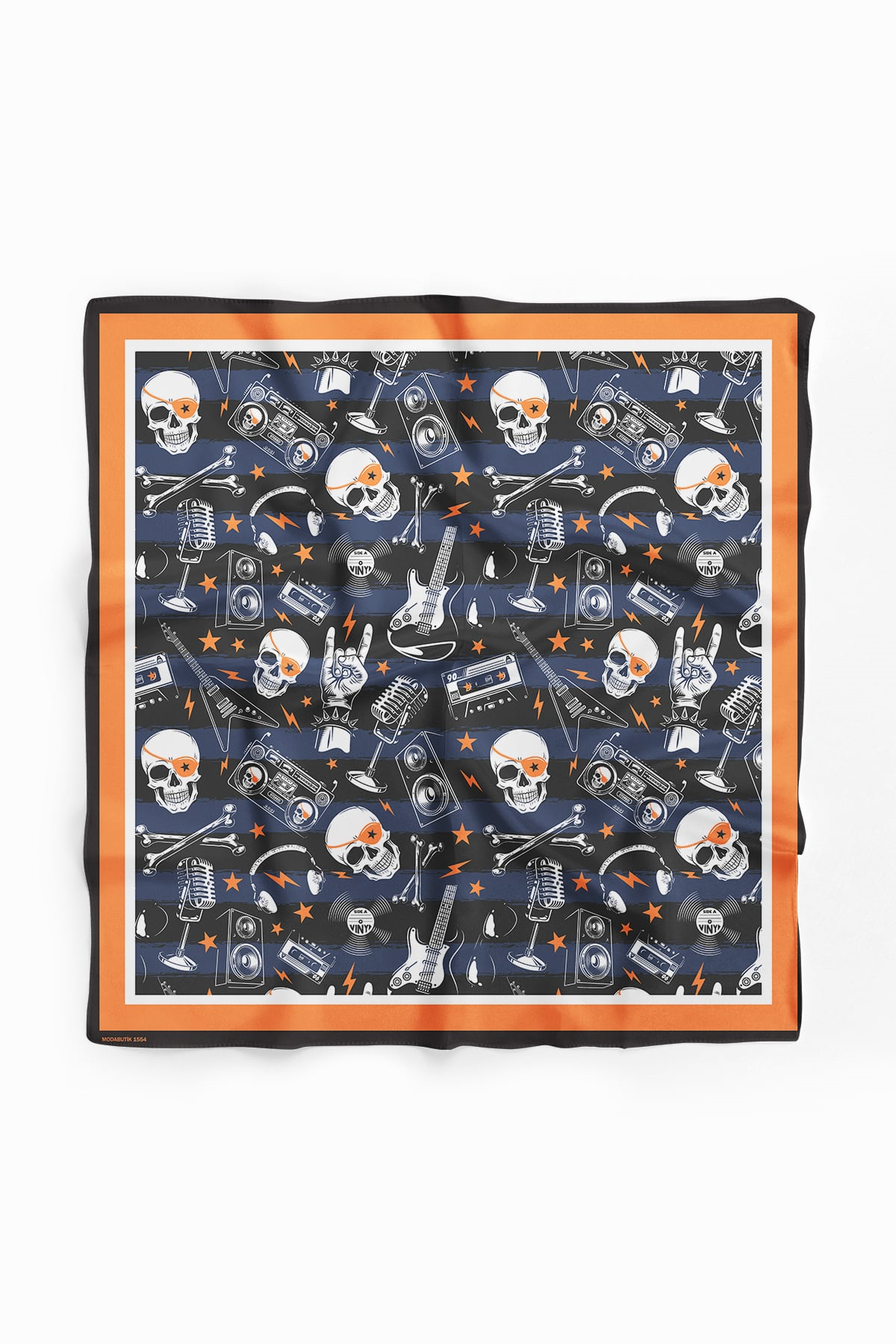 C51 Kadın Mavi Siyah Kurukafa Desenli 50x50 Bandana HYL DG01554-22