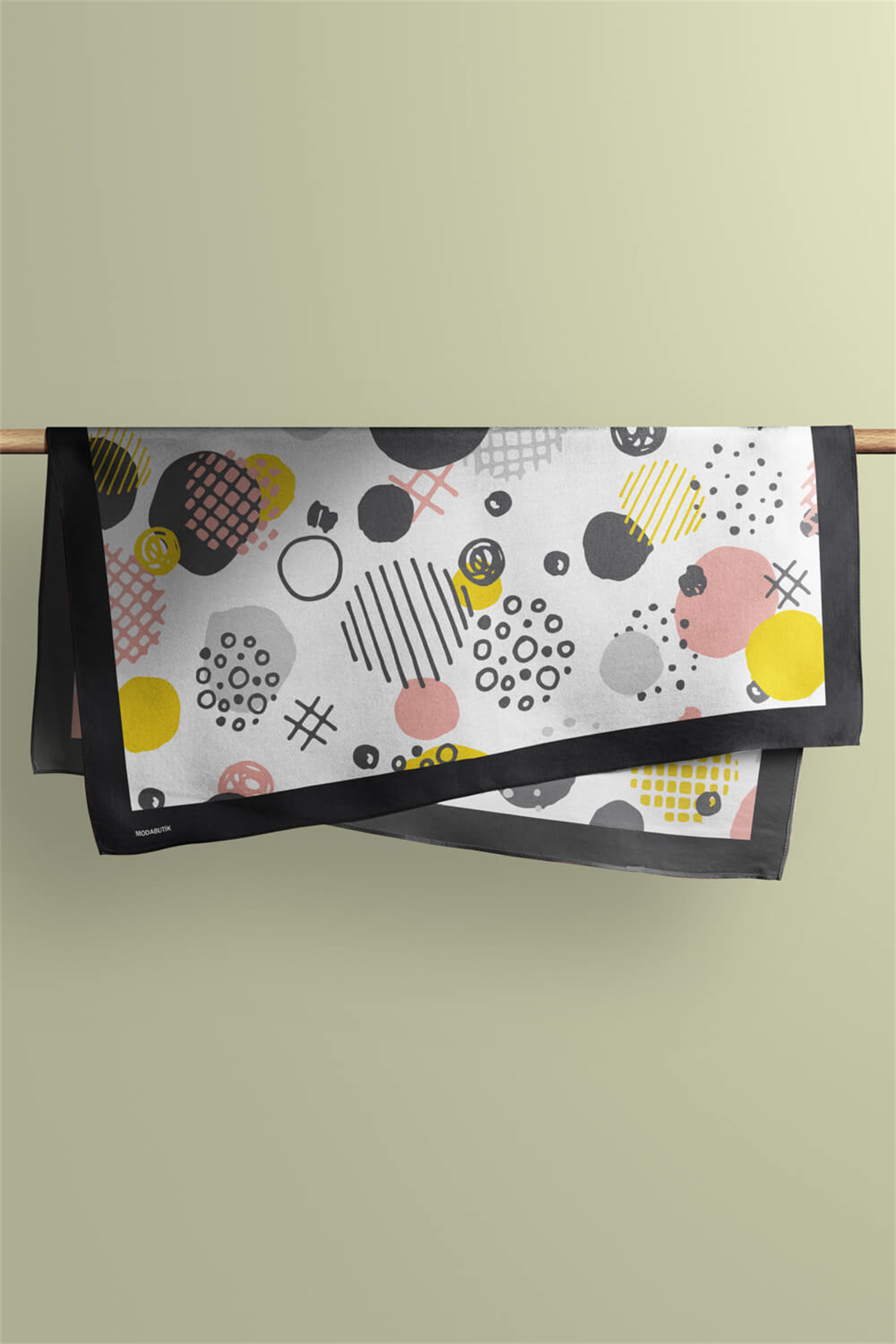 D74 Kadın Geometrik Desenli Bandana 50x50 Sarı DG0427-22