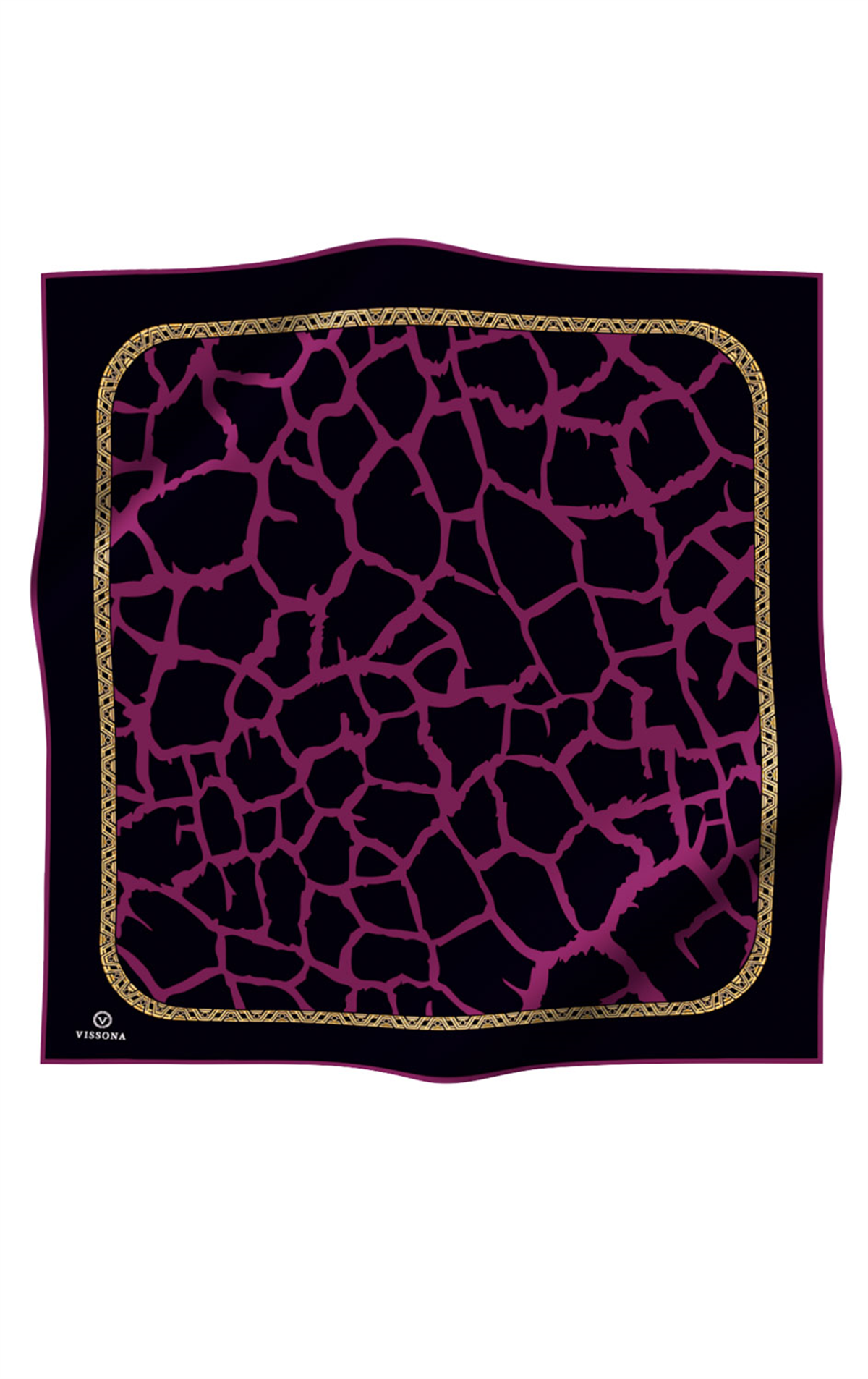 %100 Twill Taş Desenli Mürdüm - Siyah Renkli 90x90 Eşarp Dikim Şekli: El Dikişi