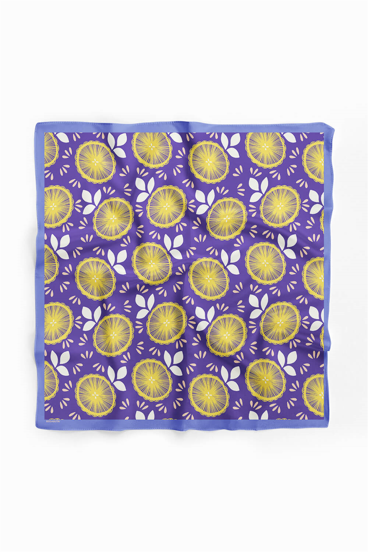 C58 Kadın Lime Desenli Bandana 50x50 Sarı DG0178-22 Snz