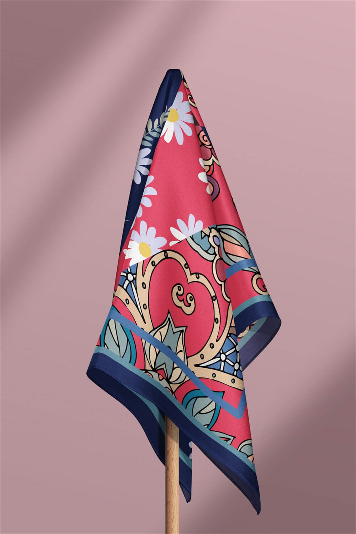 %100 İpek Karışık Desenli Kadın Bandana