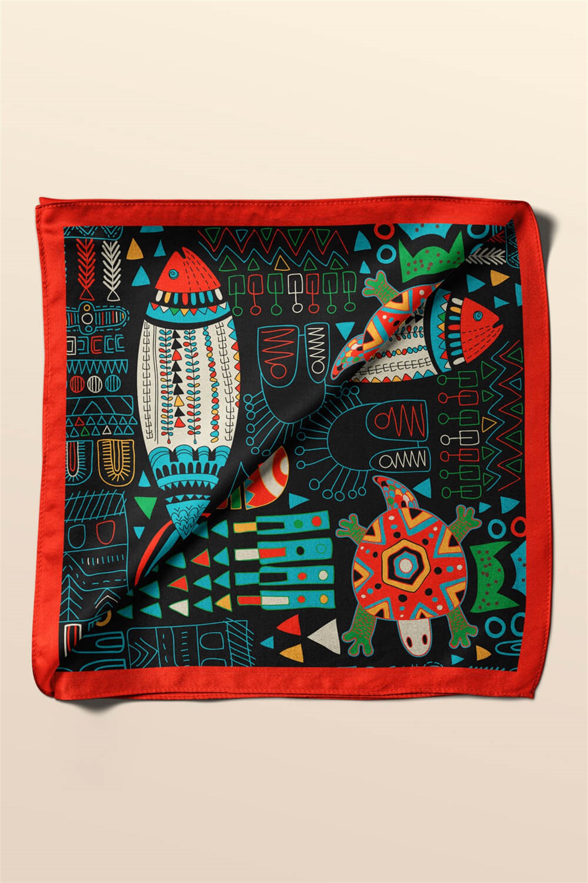 G97 Violla Balık Desenli Bandana
