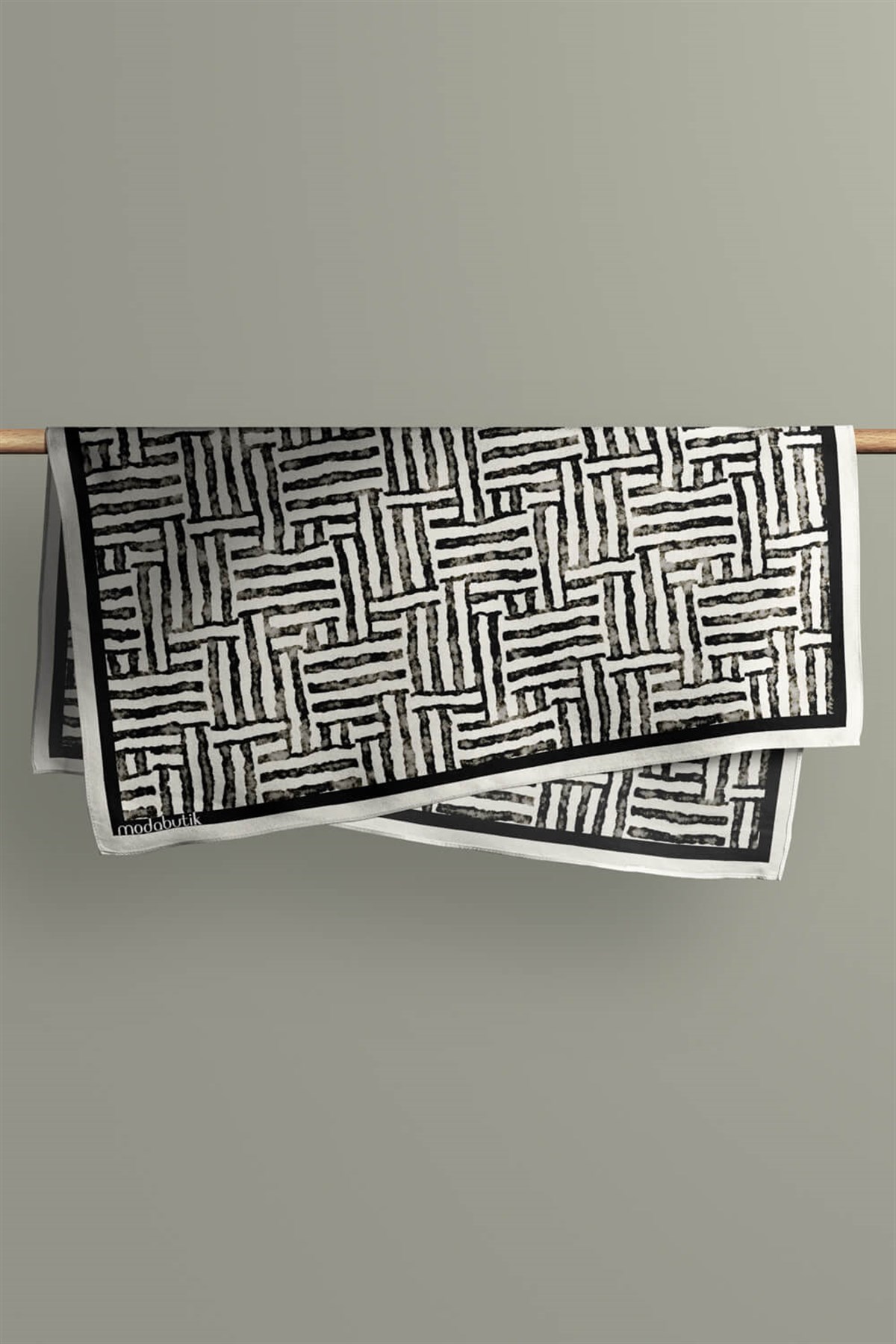 F40 Violla Siyah Beyaz Desenli Bandana