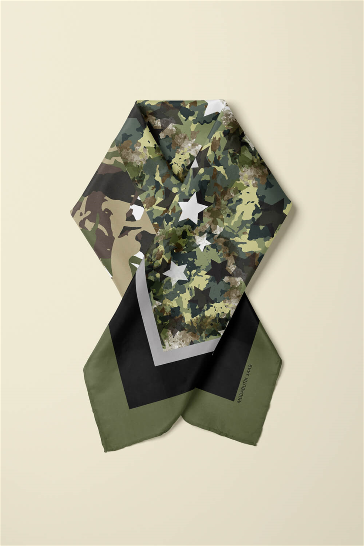 G30 Kadın Haki Animals Desenli 50x50 Bandana Dg01449-22