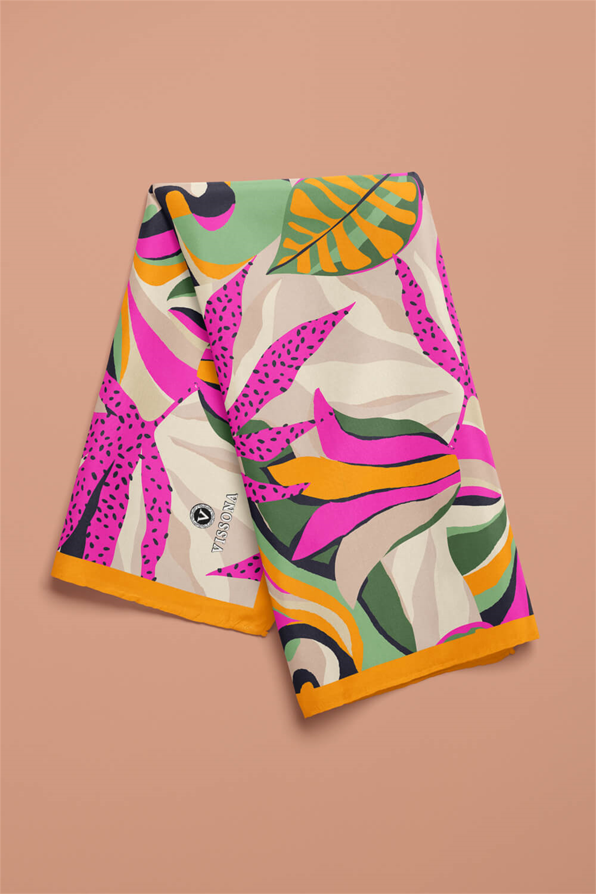 Saten İpek Geometrik Desenli Kadın Bandana