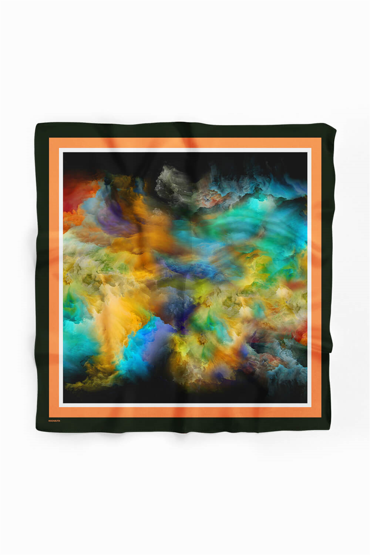 Z27 Kadın Sarı Mavi Suluboya Desenli 50x50 Bandana DG01563-22