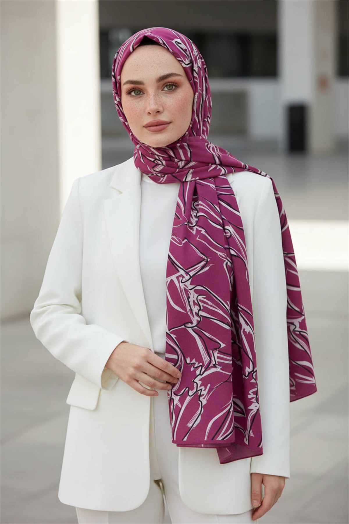 KREP YAPRAK DESENLİ ŞARABİ RENKLİ 75X195 KIRIŞMAZ ŞAL