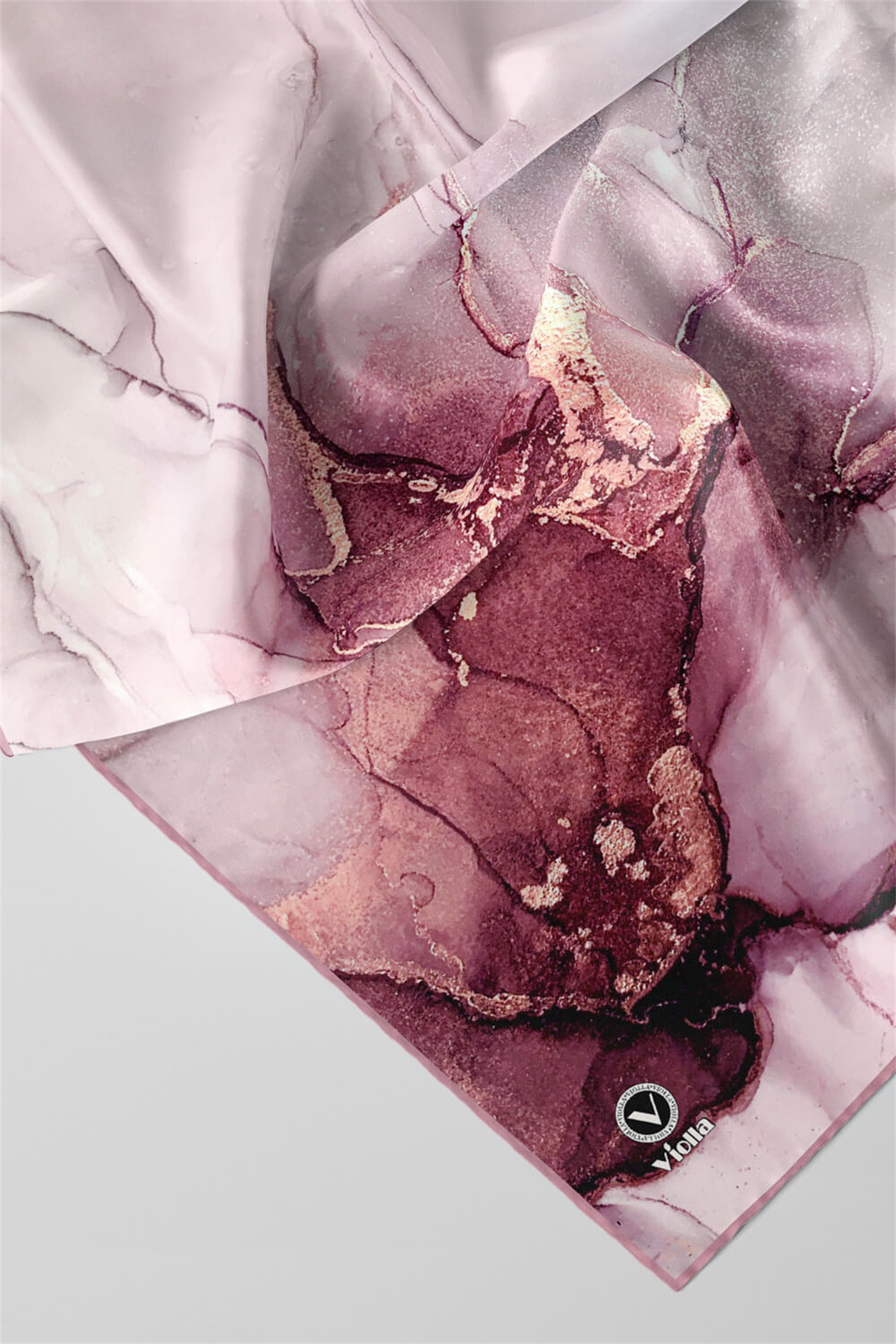 Twill Batik Desenli Pembe Renkli 90x90 Eşarp (İpek İçermez) Kenar Dikiş Şekli El Dikişli