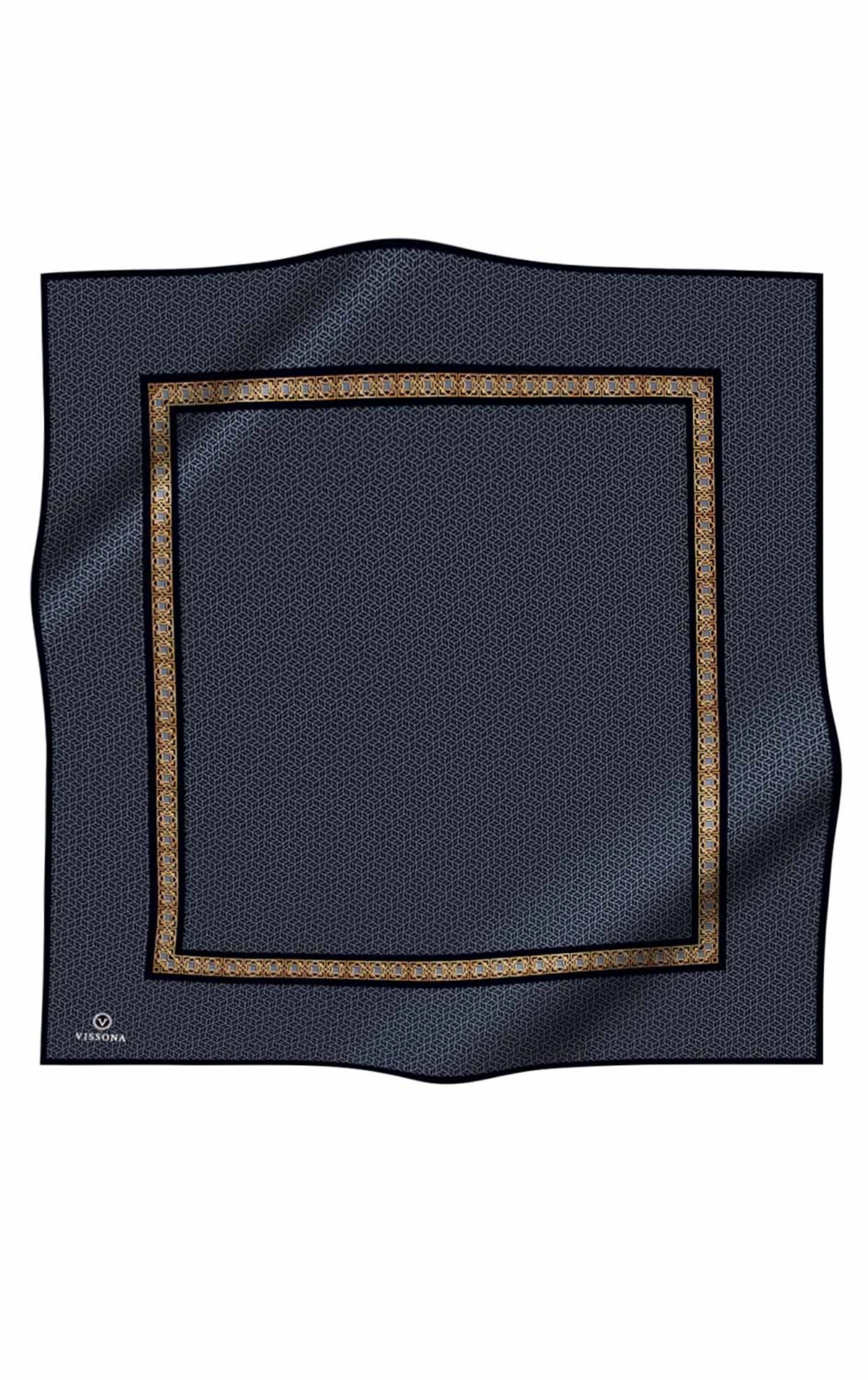 % 57 İPEK % 43 VİSKON Twill İpek Geometrik Desenli Gri - Siyah Renkli 90x90 Eşarp Dikim Şekli : El Dikişi