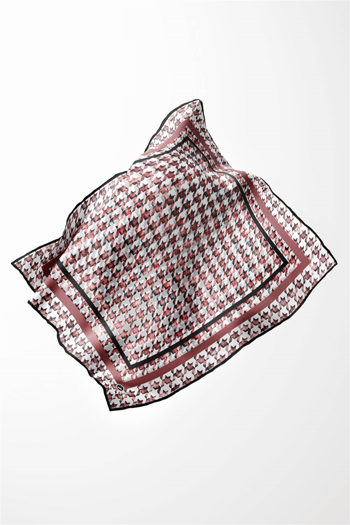 Twill Kazayağı Desenli Gül Kurusu Renkli 90x90 Eşarp (İpek İçermez) Kenar Dikiş Şekli El Dikişli