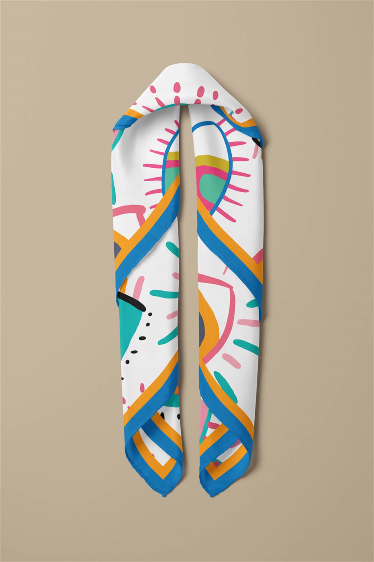 Vissona Göz Desenli %100  İpek Bandana 55x55