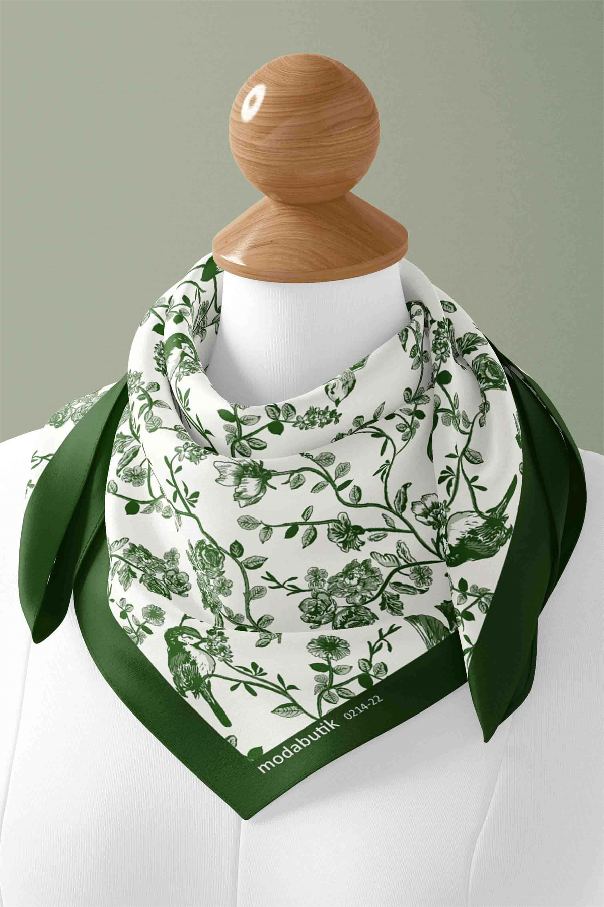Kadın Garden Desenli Bandana 50x50 Yeşil DG0214-22 Snz
