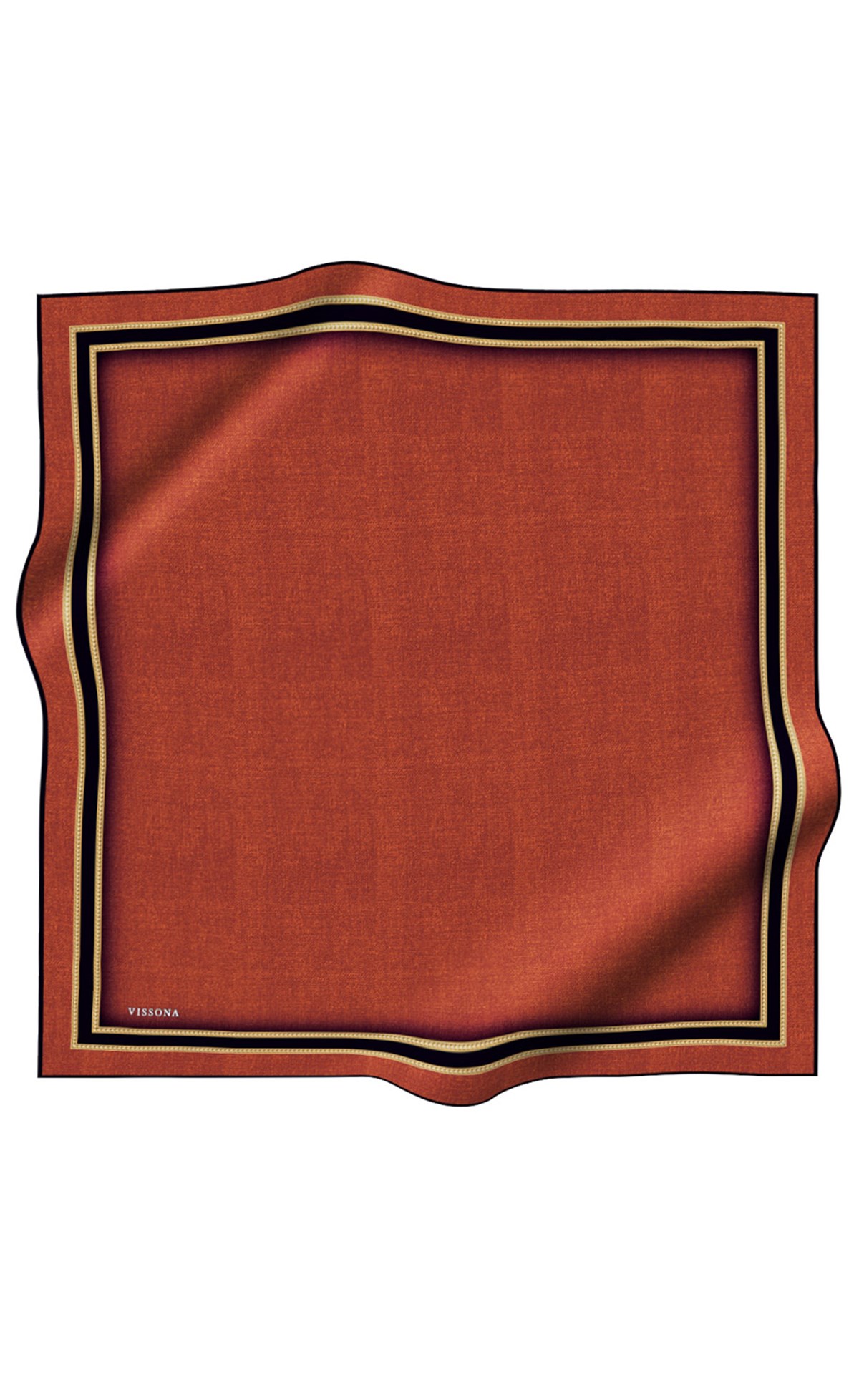 %100 Twill İpek Dokulu Şerit Desenli Siyah - Taba Renkli 90x90 Eşarp Dikim Şekli : El Dikişi