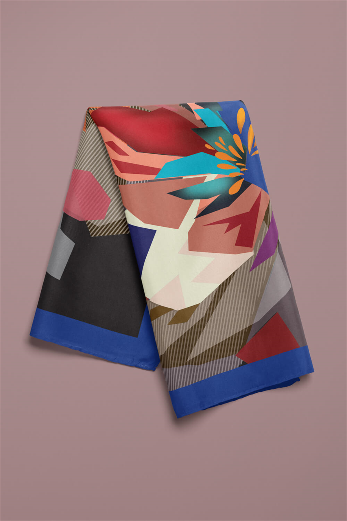 G31 Kadın Egzotik Desenli Bandana 50x50 DG0496-22