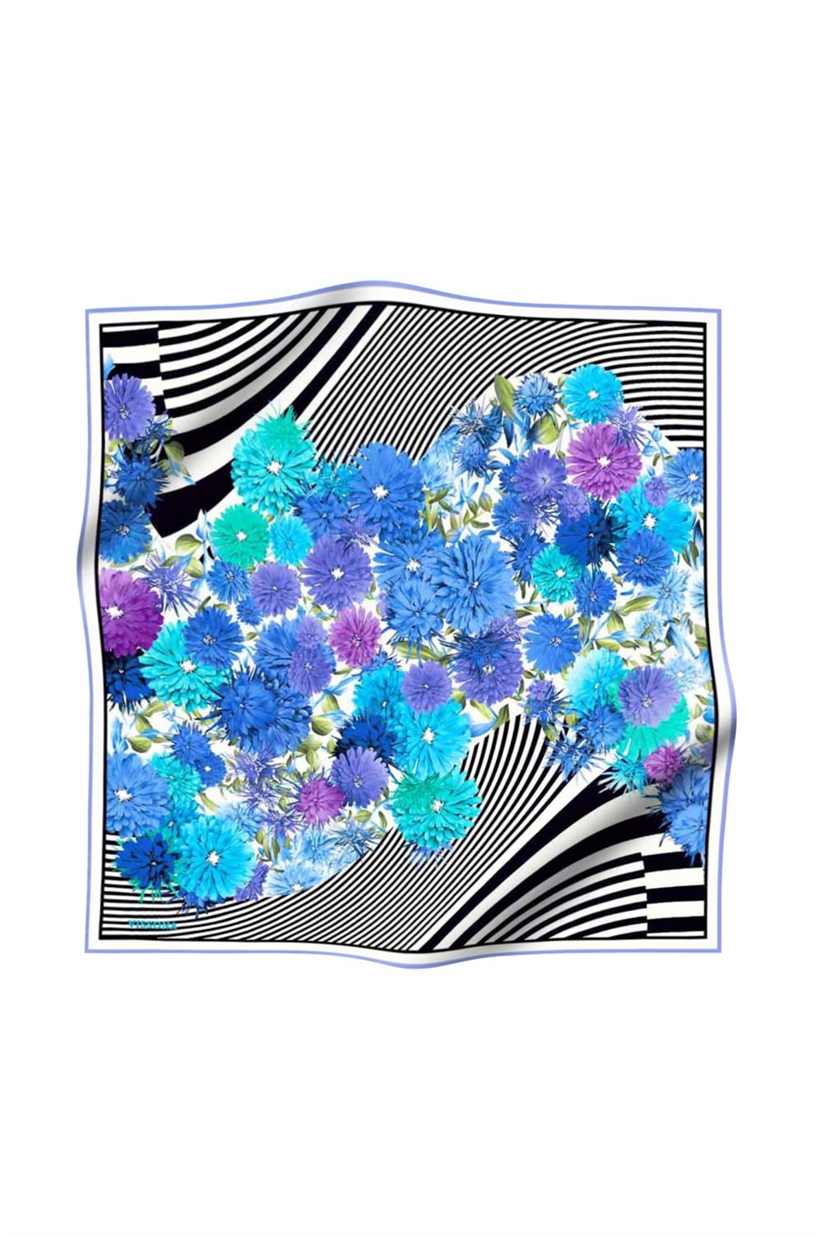 %100 İpek Kadın Desenli Bandana 80x80