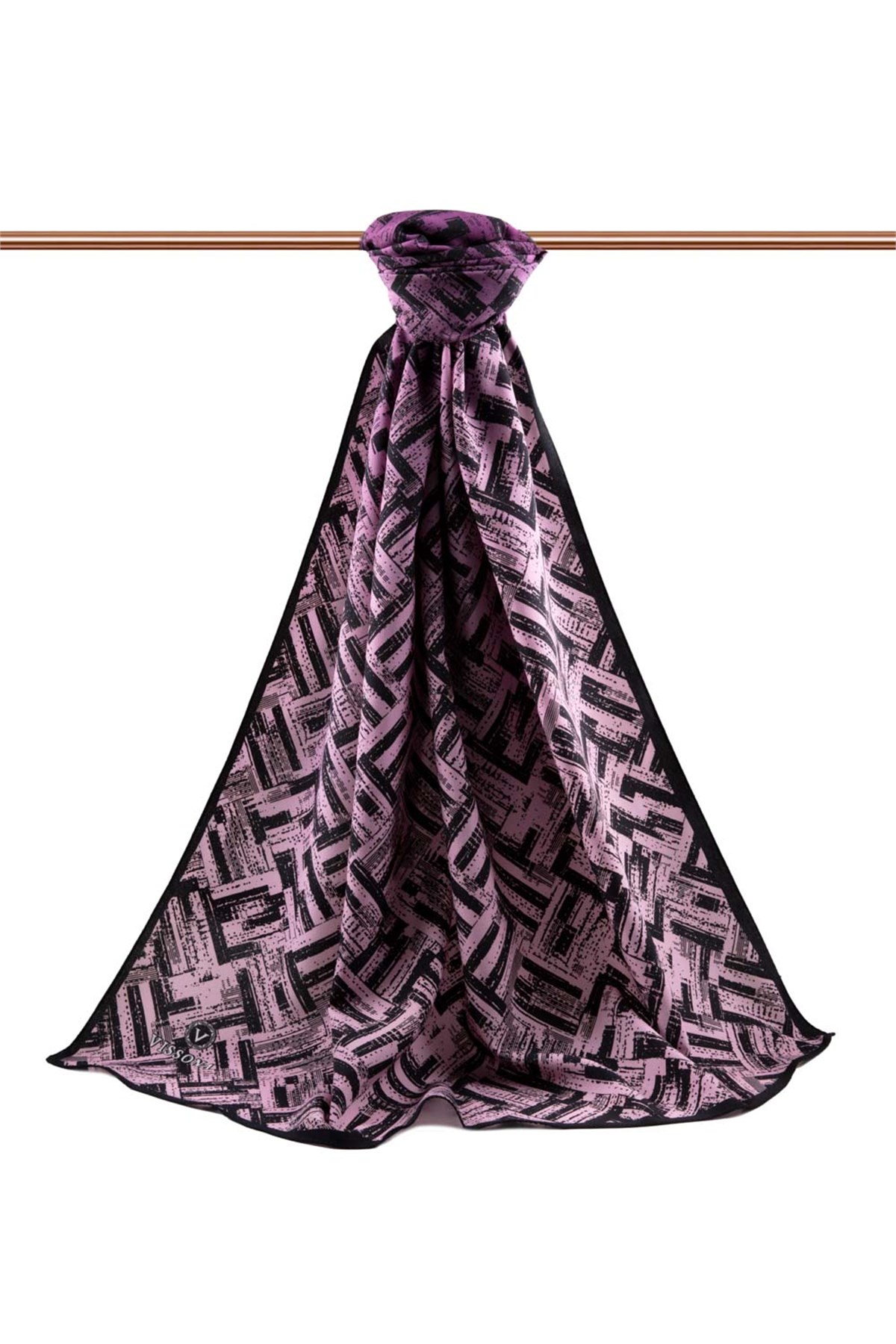 KREP DEGRADELİ ÇİZGİ DESENLİ MOR RENKLİ 75X195 KIRIŞMAZ ŞAL