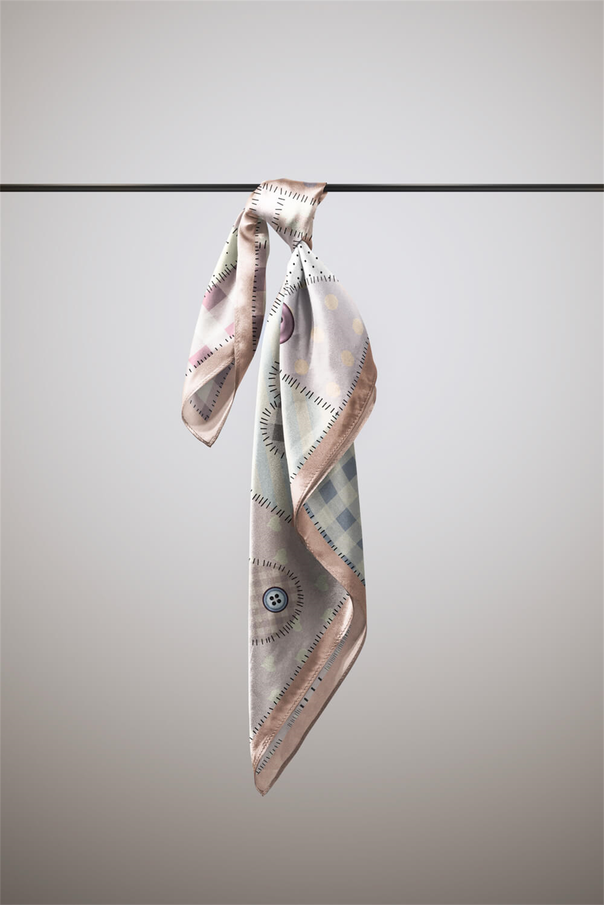 E104 Modabutik Patchwork Love Desenli Bandana