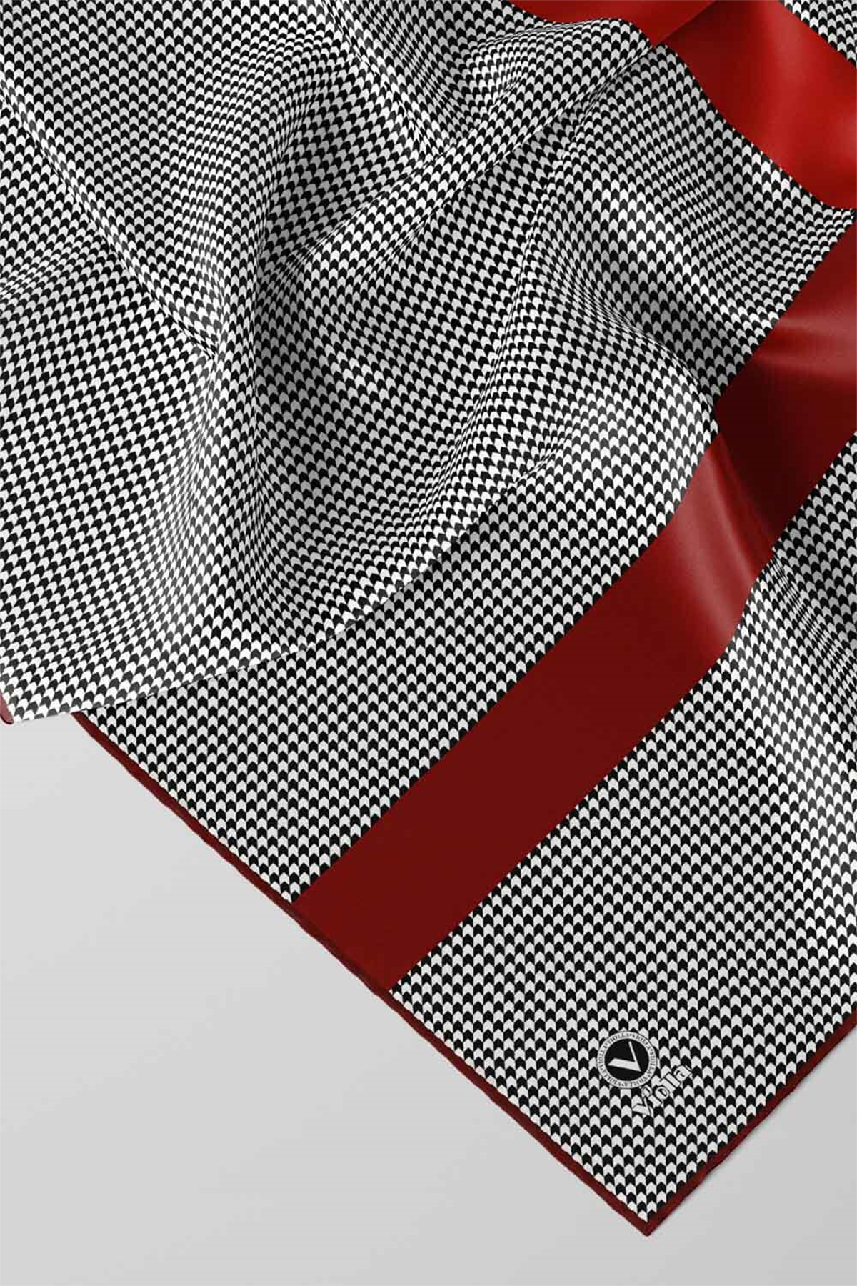 Twill Kazayaklı Şerit Desenli Bordo Renkli 90x90 Eşarp (İpek İçermez) Dikim Şekli : El Dikişi