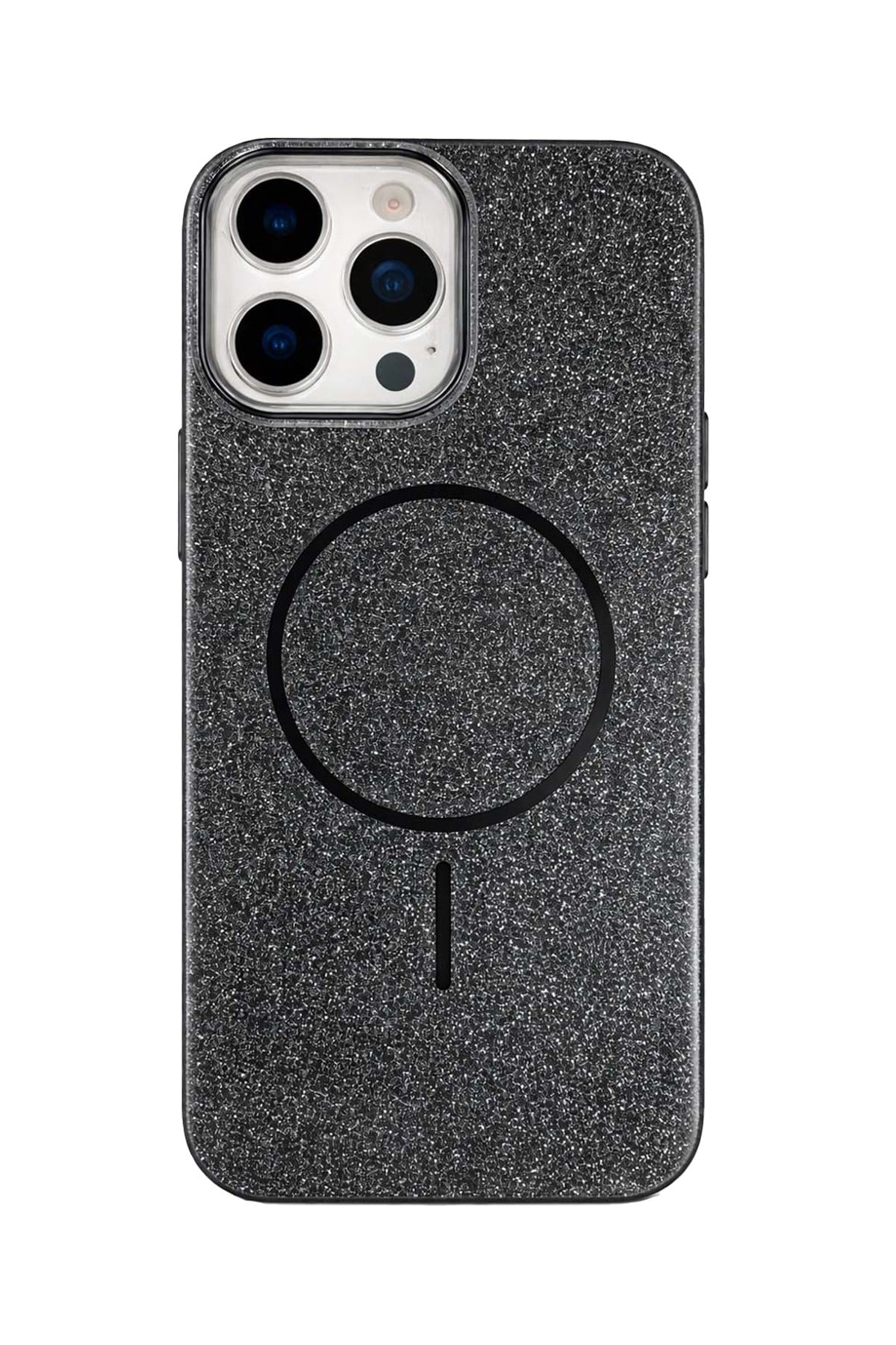 iPhone 14 Pro max Uyumlu Telefon Kılıfı Magsafe Wireless Şarj Özellikli Simli Lüks Silikon Kılıf