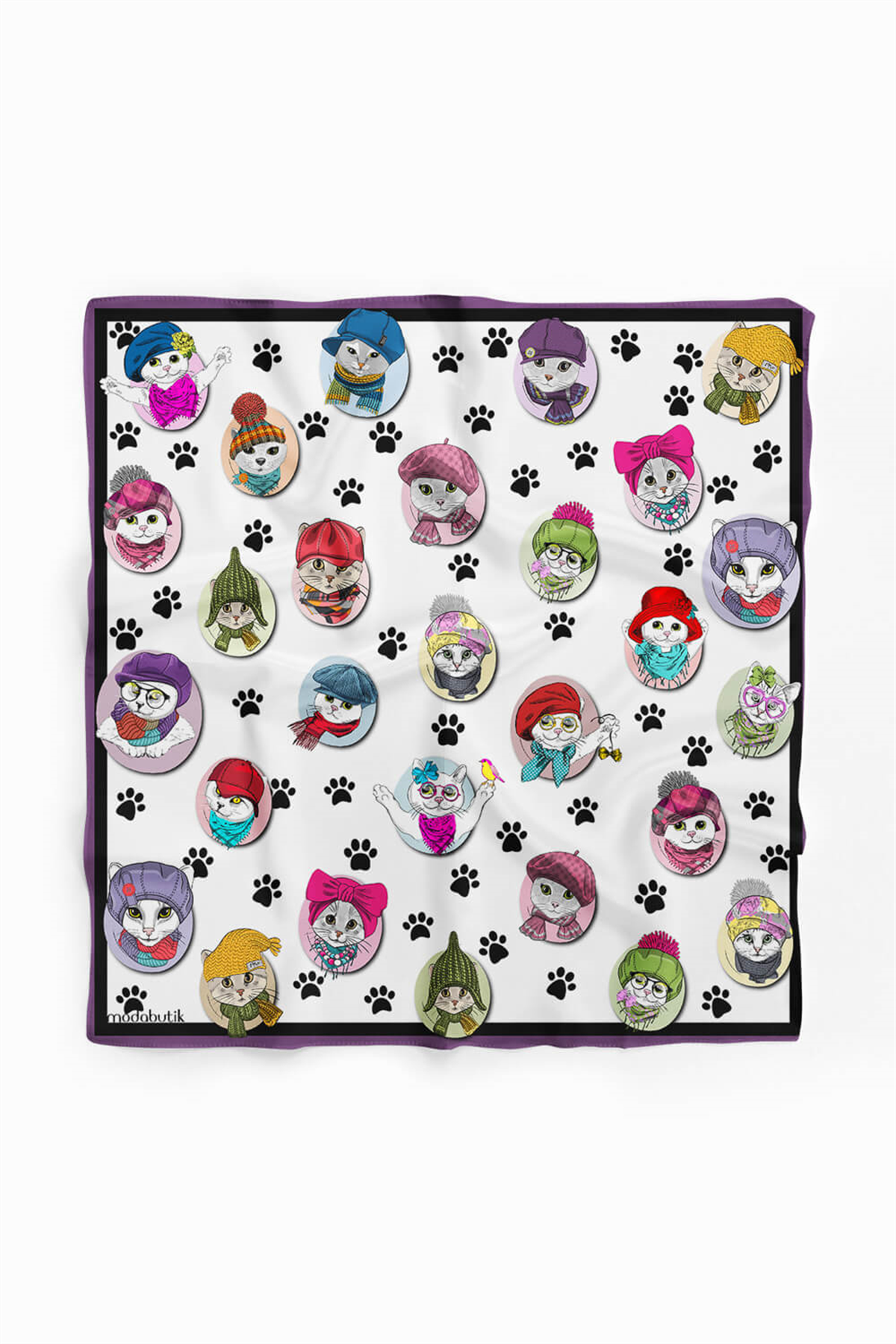 Modabutik Kedi Desenli Bandana