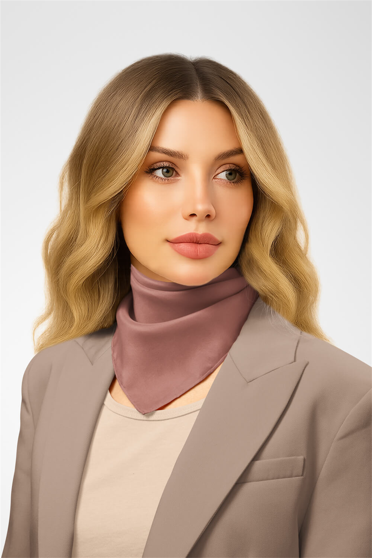Şifon Gül Kurusu Bandana