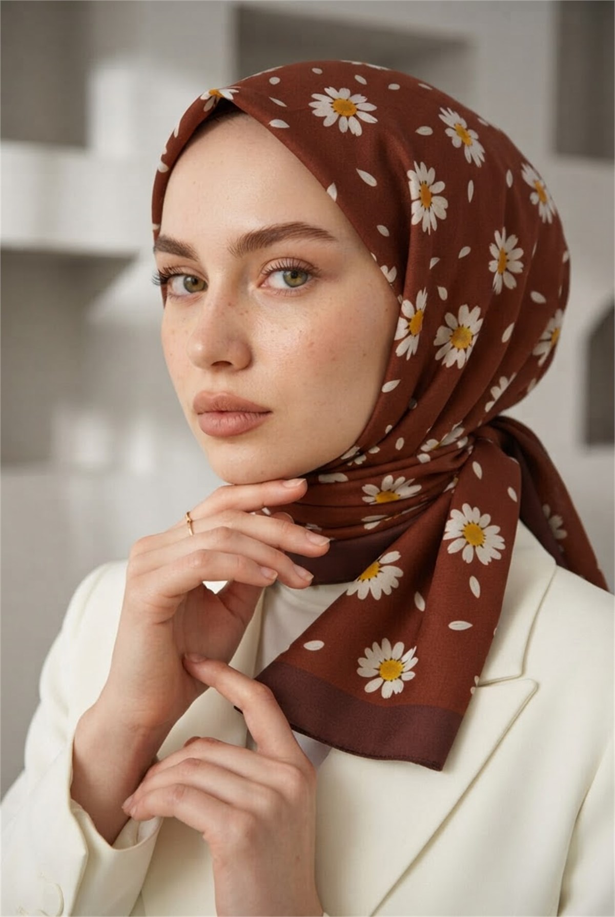 KREP PAPATYA DESENLİ BORDO RENKLİ 75X195 KIRIŞMAZ ŞAL