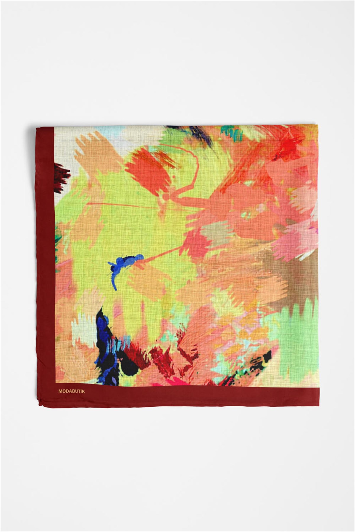 Violla D112 Kadın Sulu Boya Desenli Bandana 50x50 DG0490-22