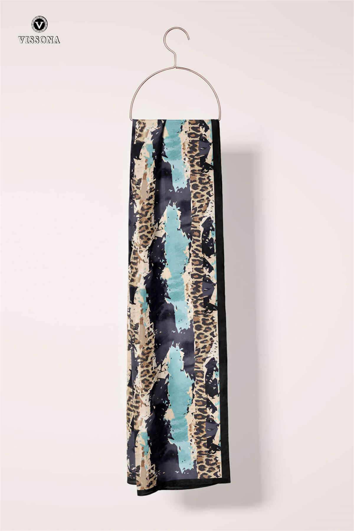 %100 İPEK LEOPAR ÇİZGİLİ DESENLİ KADIN FULAR 30X170