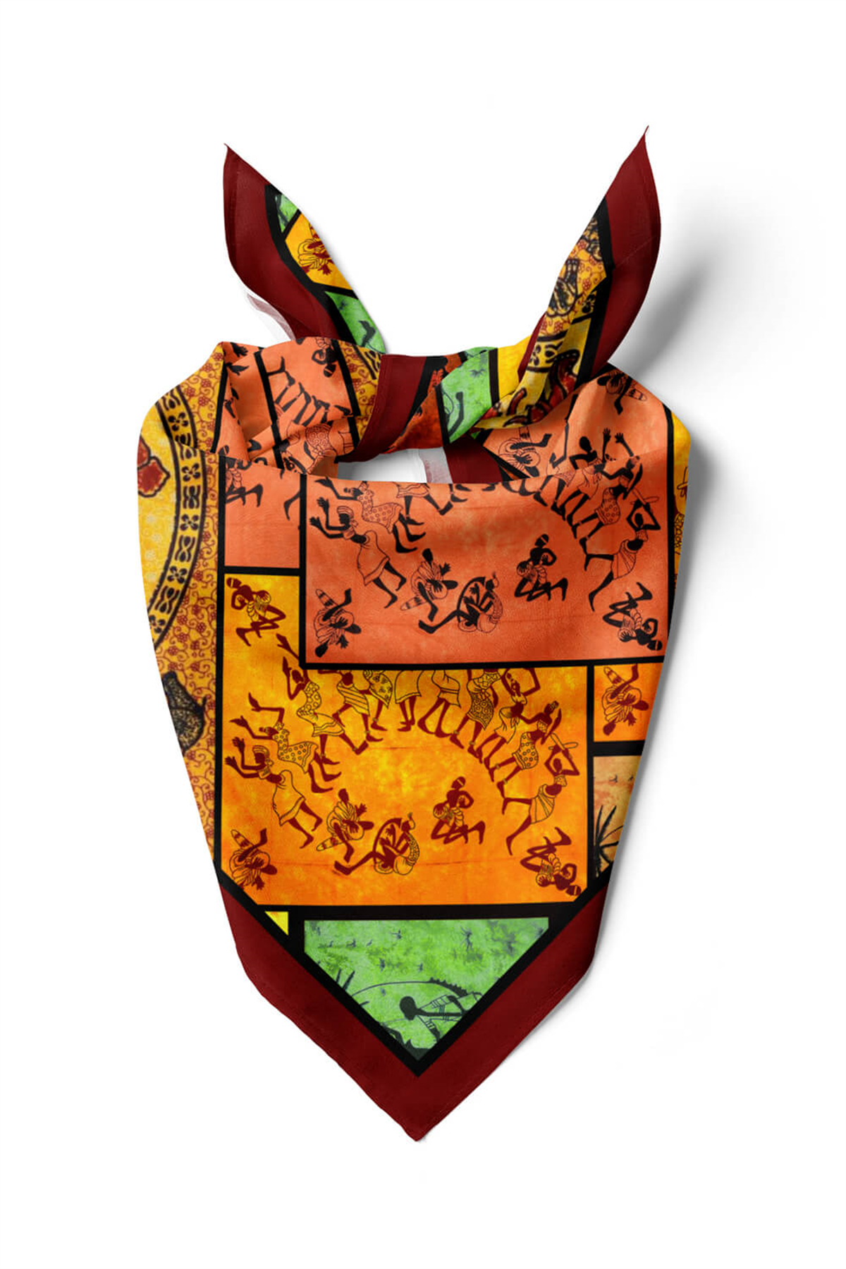 Z61 Kadın African Patchwork Desenli Bandana 50x50 DG0216-22