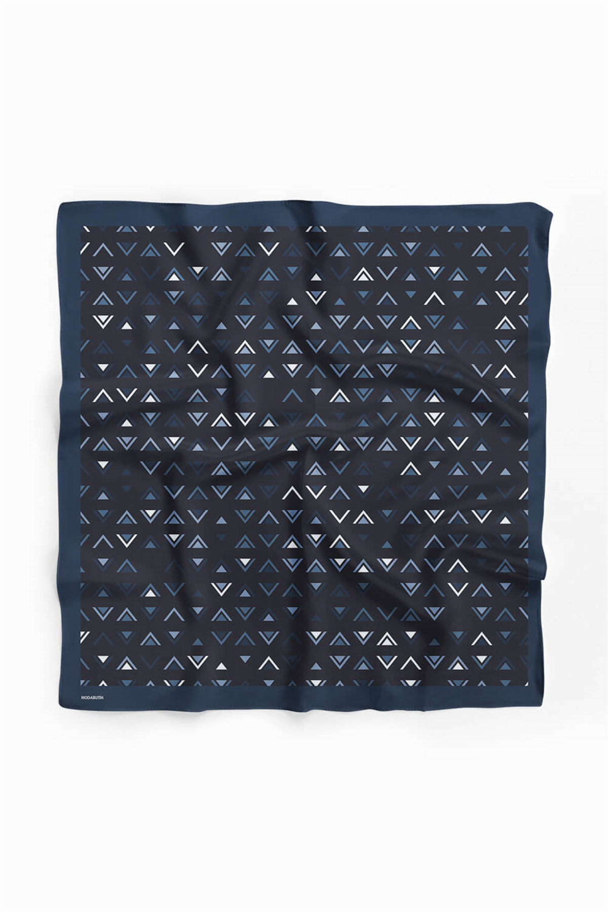 Kadın Üçgen Desenli Bandana 50x50 Siyah Mavi Beyaz DG0485