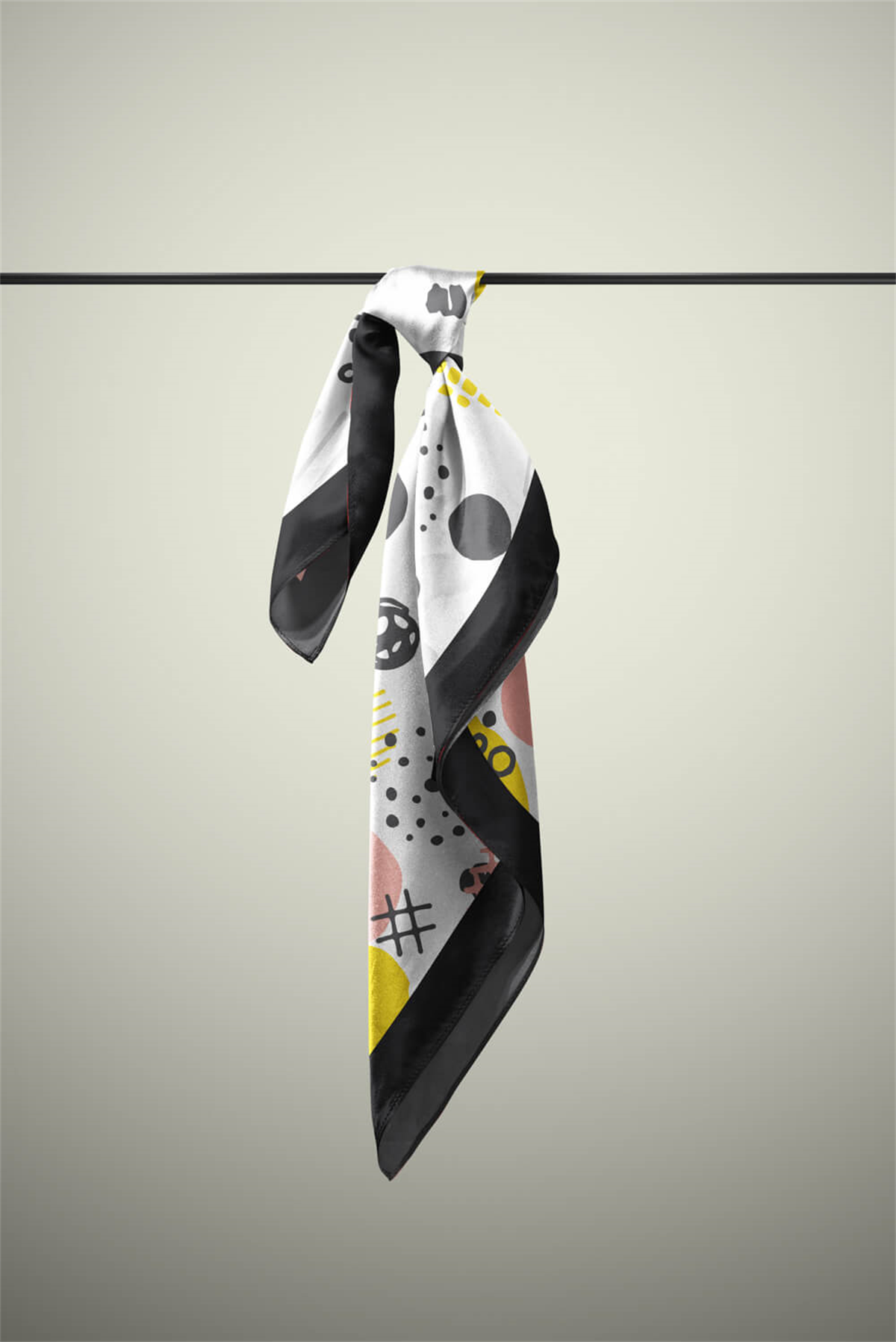 D74 Kadın Geometrik Desenli Bandana 50x50 Sarı DG0427-22