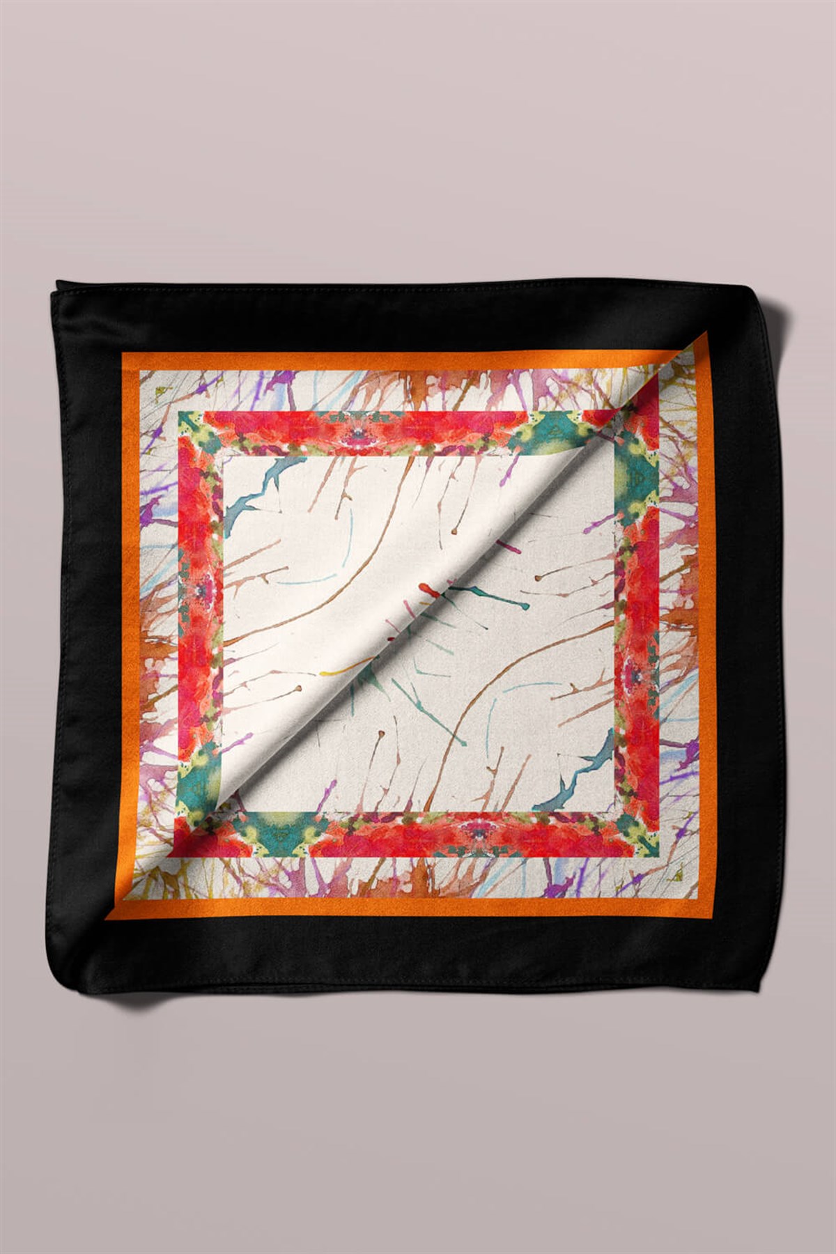 Violla V8 Kadın Fil Desenli Bandana 50x50 Kırmızı DG0208-22