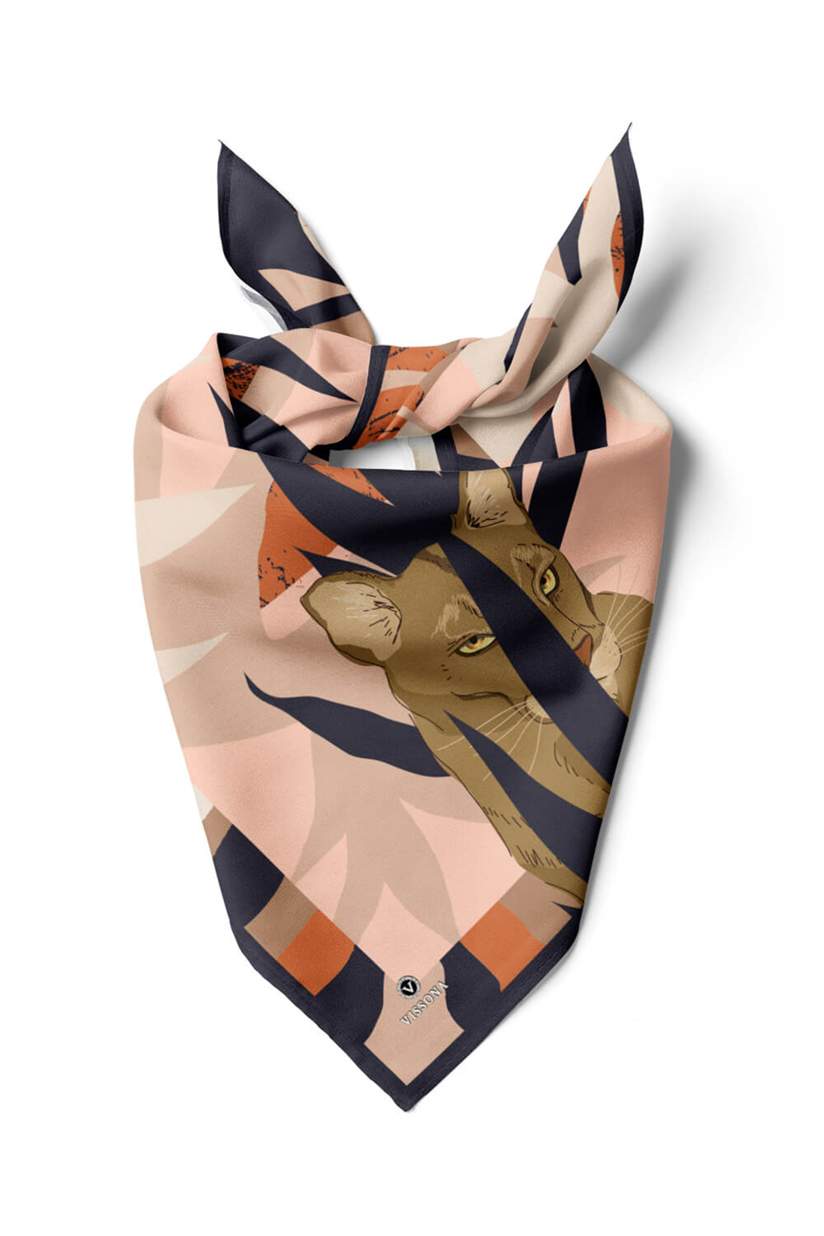 Saten İpek Kaplan Desenli Kadın Bandana