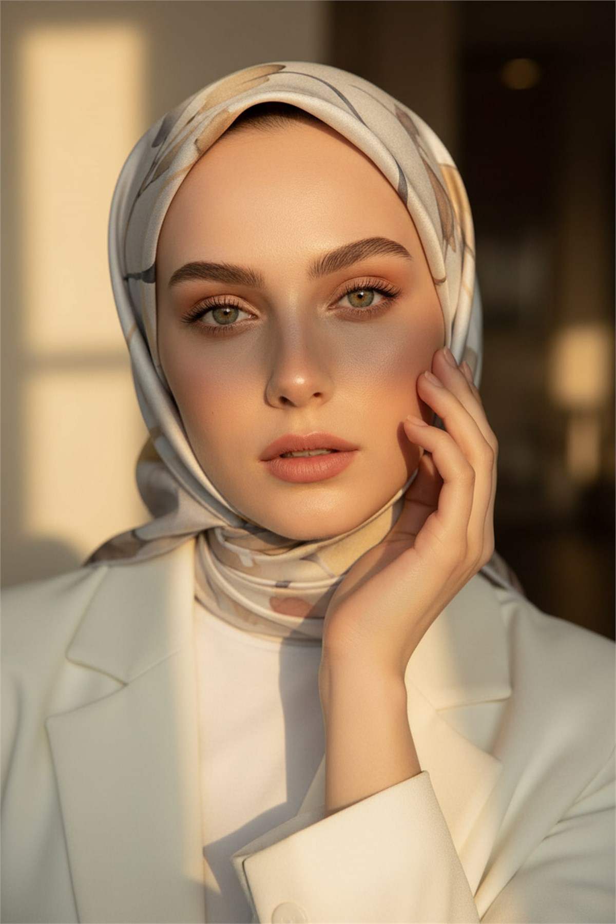 %100 Twill İpek Büyük Çiçek Desenli 90x90 Eşarp Dikim Şekli : El Dikişi