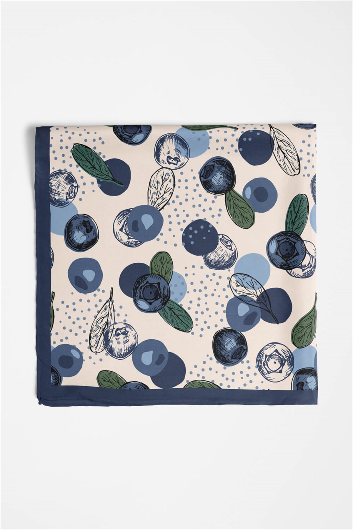 %100 İpek Blueberry Desenli Kadın Bandana