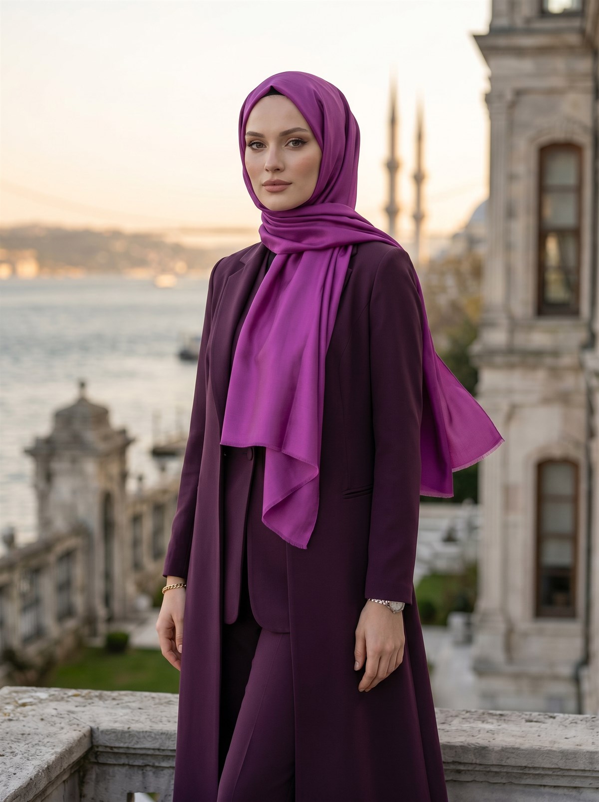 %100 Saf İpek Şal İnce Saten Vual Dokuma Düz Renk 90x210 Şal