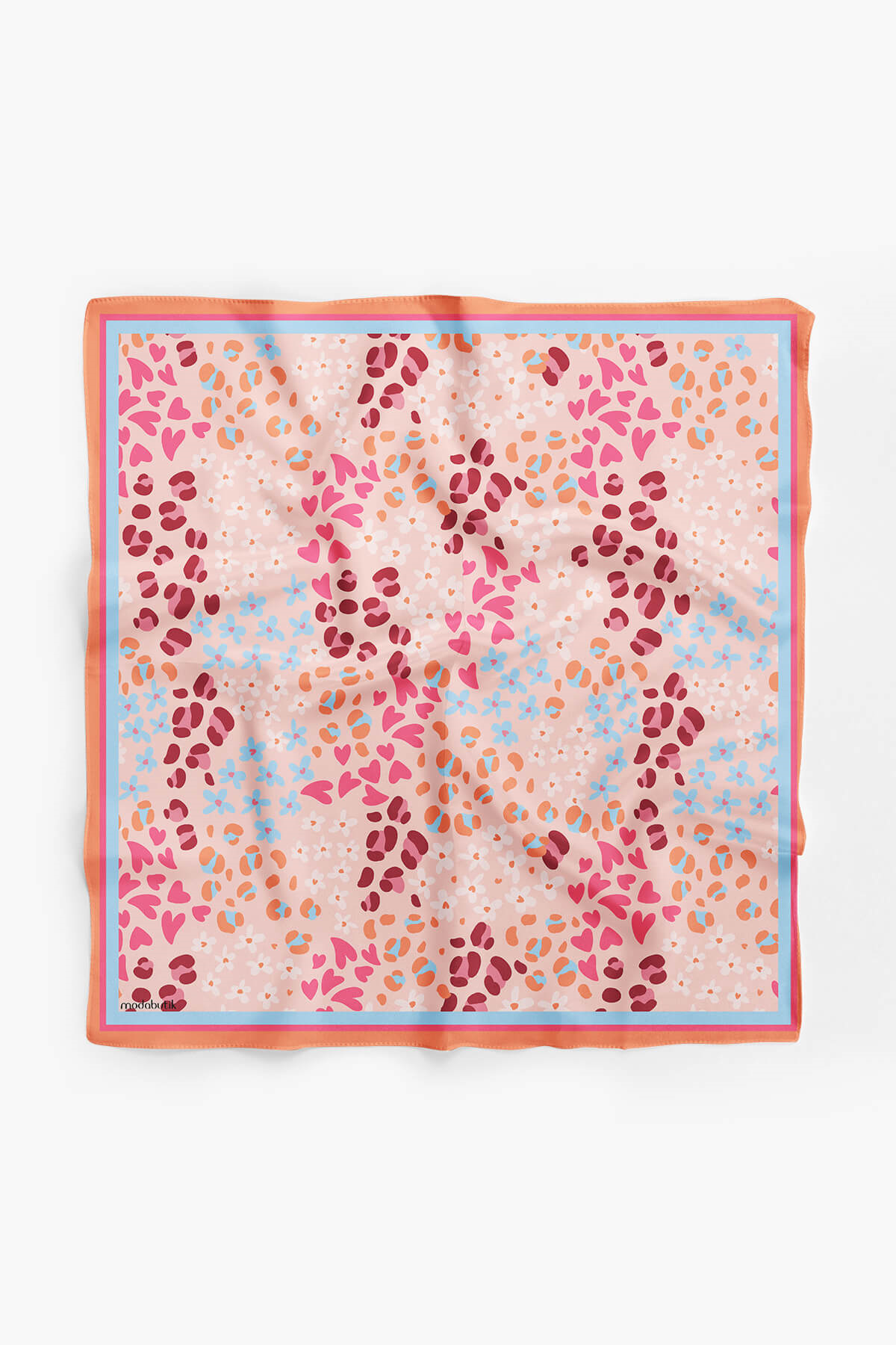 G64 Modabutik Kalpli Leopar Desenli Bandana