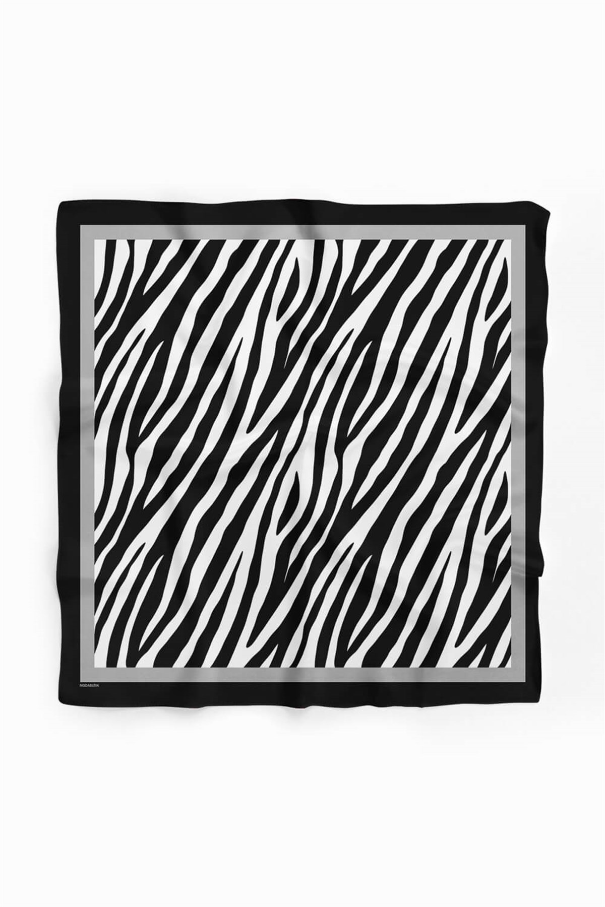 Violla Kadın siyah Beyaz Zebra Desenli 50x50 Bandana HYL DG0567-22