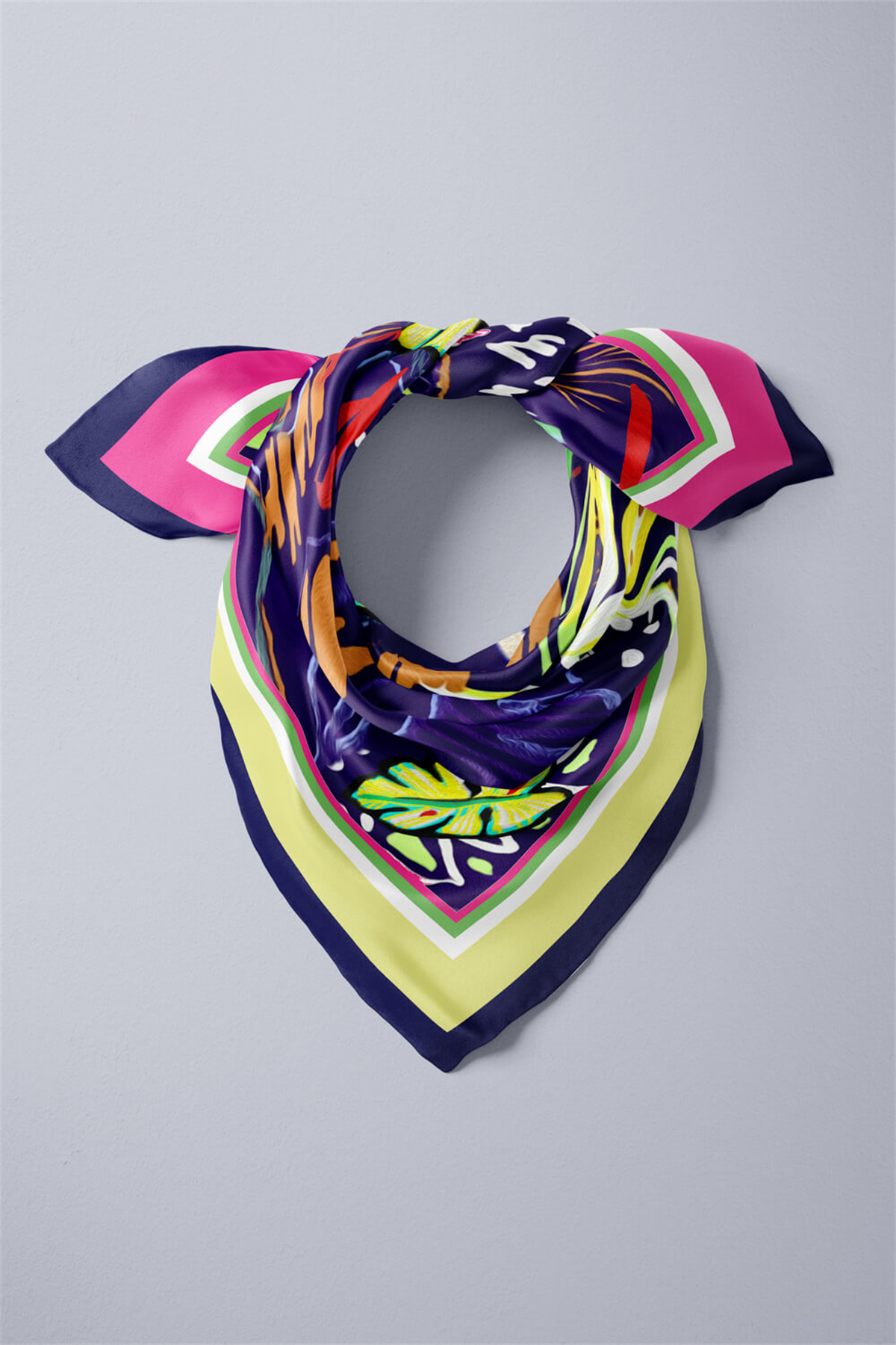 E70 BÜYÜK TROPIC YAPRAKLI MODERN BANDANA DG12455
