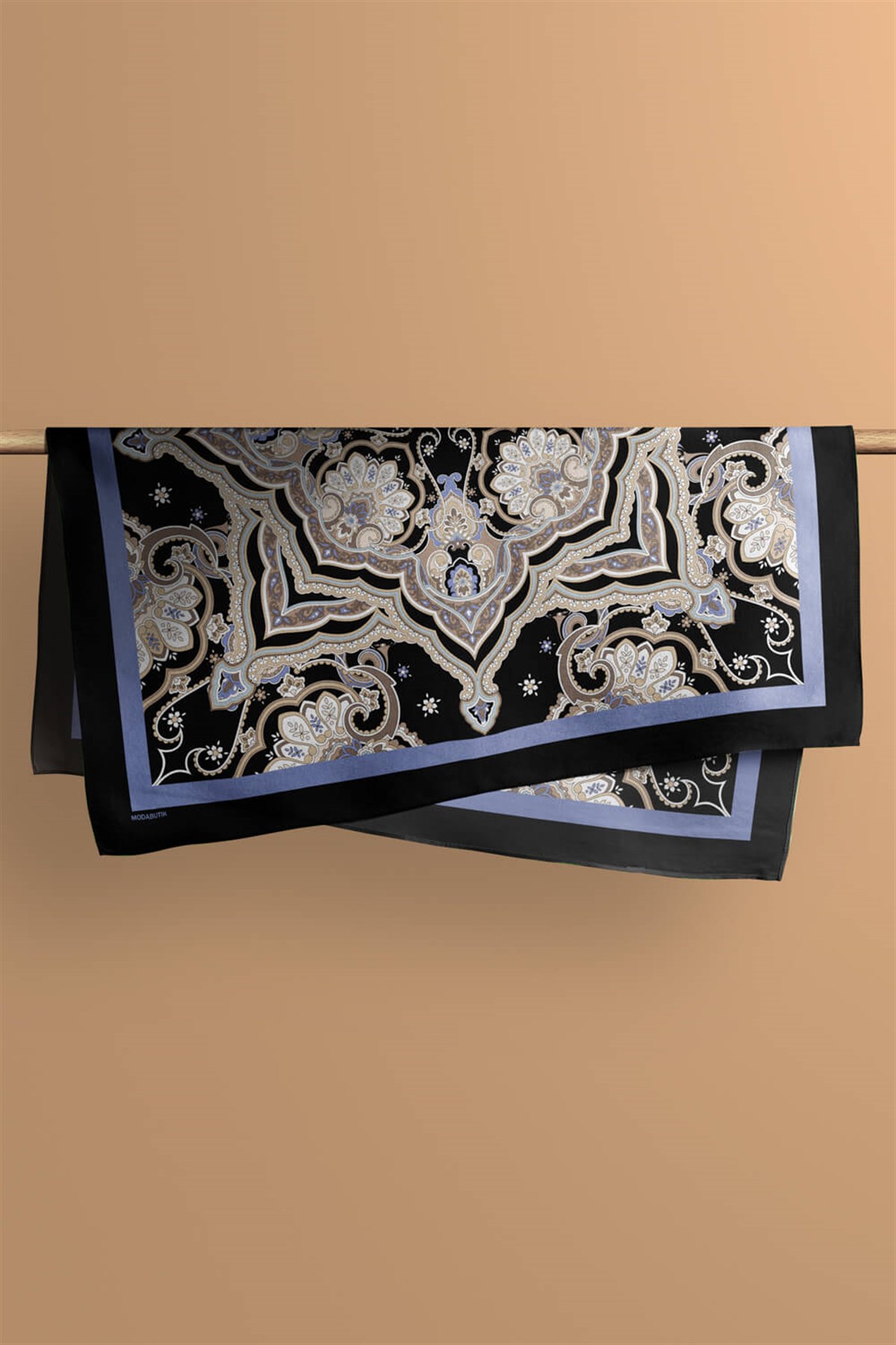 Violla C35 Kadın Krem Açık Mavi Layer Desenli 50x50 Bandana HYL DG0956-22